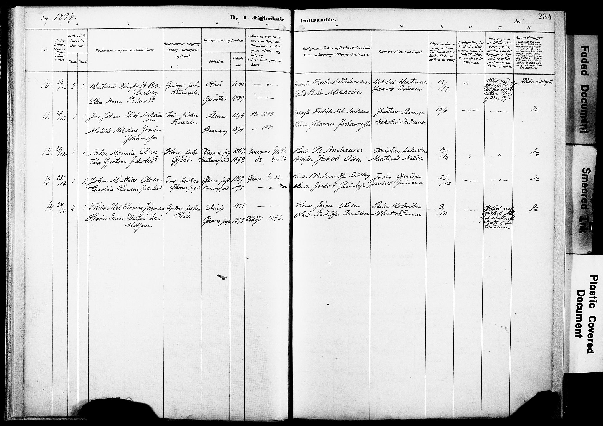 Ministerialprotokoller, klokkerbøker og fødselsregistre - Nordland, AV/SAT-A-1459/891/L1305: Parish register (official) no. 891A10, 1895-1921, p. 234