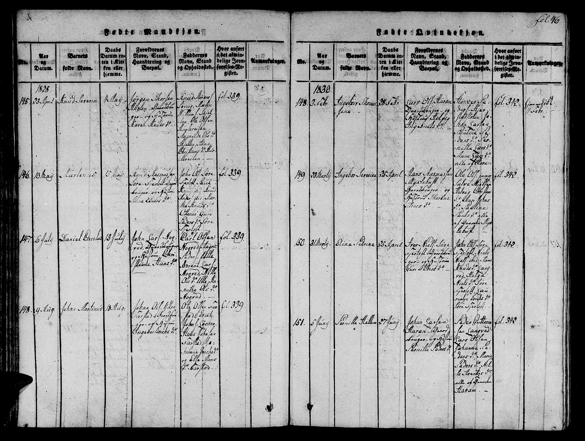 Ministerialprotokoller, klokkerbøker og fødselsregistre - Møre og Romsdal, SAT/A-1454/536/L0495: Parish register (official) no. 536A04, 1818-1847, p. 46