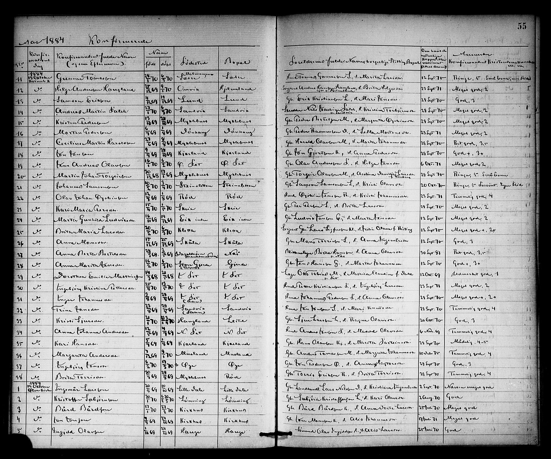 Kvinnherad sokneprestembete, SAB/A-76401/H/Haa: Parish register (official) no. A 10, 1867-1886, p. 55