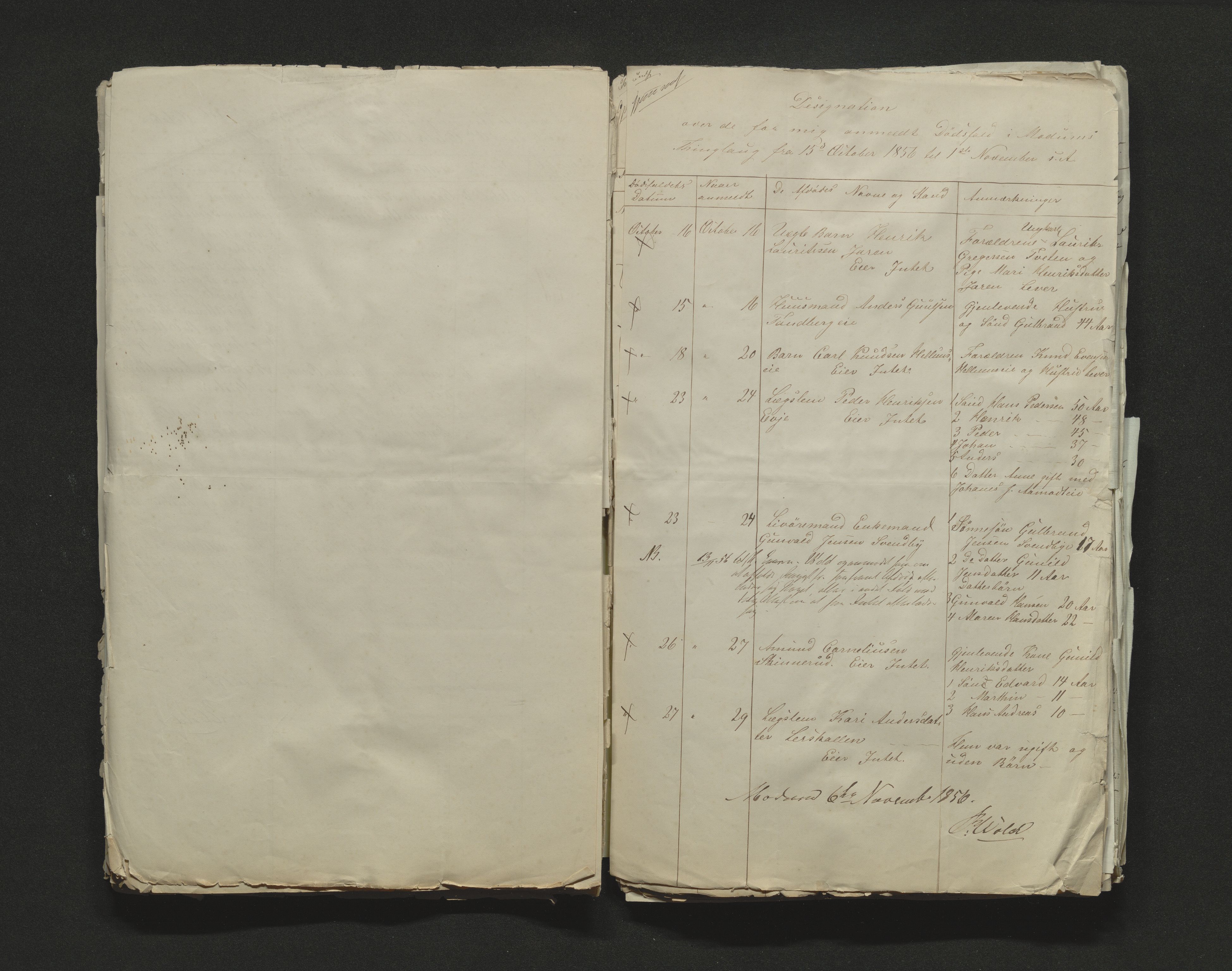 Eiker, Modum og Sigdal sorenskriveri, AV/SAKO-A-123/H/Ha/Hab/L0009: Dødsfallsmeldinger, 1854-1857, p. 323