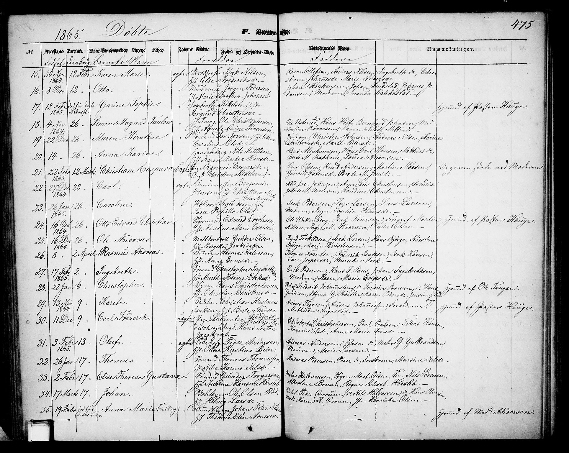 Skien kirkebøker, SAKO/A-302/G/Ga/L0004: Parish register (copy) no. 4, 1843-1867, p. 475