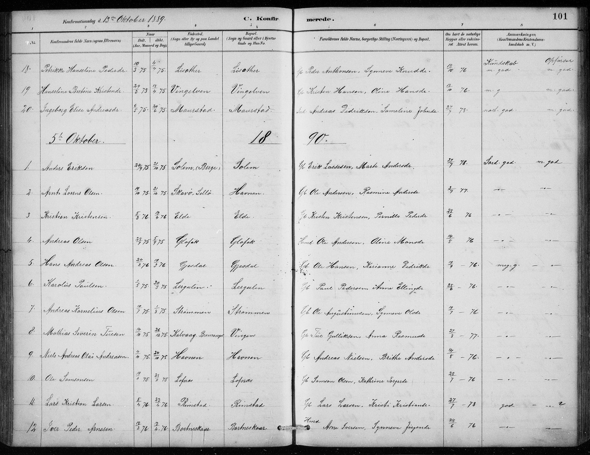 Davik sokneprestembete, AV/SAB-A-79701/H/Hab/Habc/L0002: Parish register (copy) no. C 2, 1889-1906, p. 101