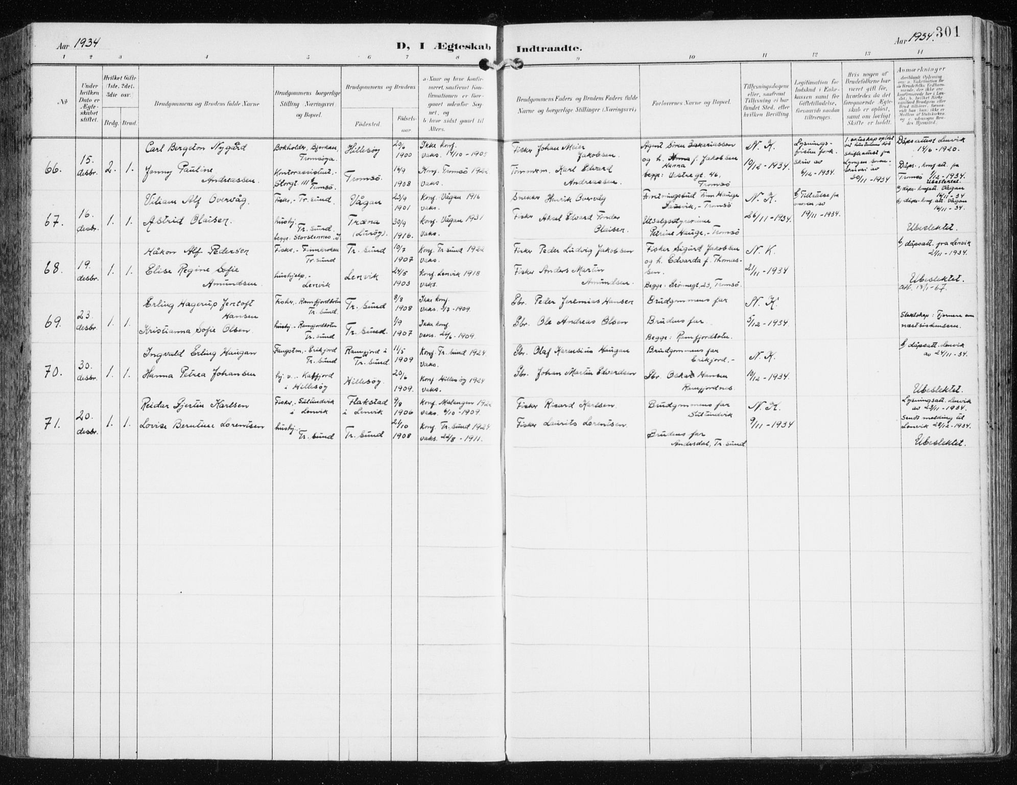 Tromsøysund sokneprestkontor, AV/SATØ-S-1304/G/Ga/L0006kirke: Parish register (official) no. 6, 1897-1906, p. 301