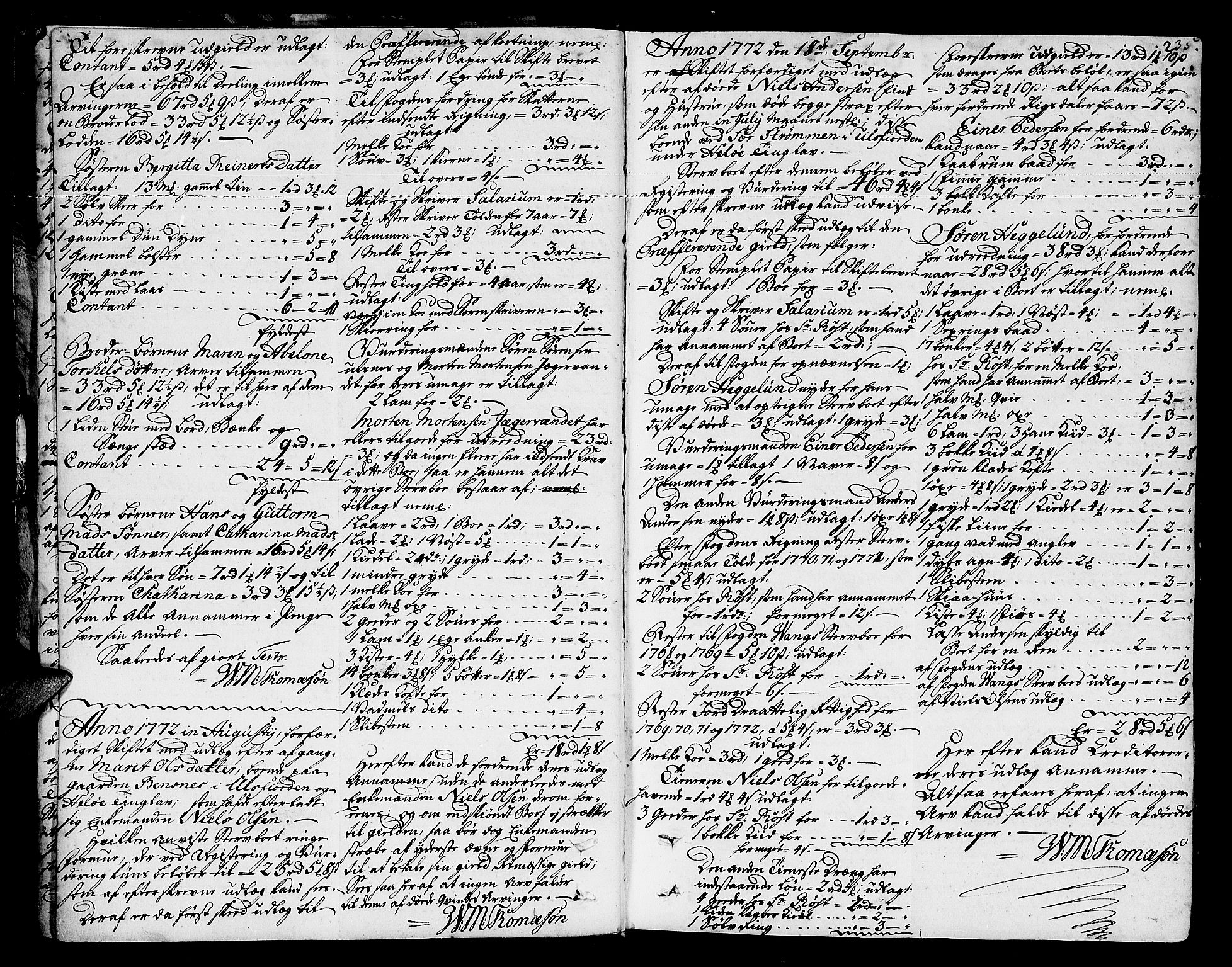 Senja og Tromsø sorenskriveri , AV/SATØ-SATØ-31/H/Hb/L0139: Skifteutlodningsprotokoller, 1752-1778, p. 234b-235a