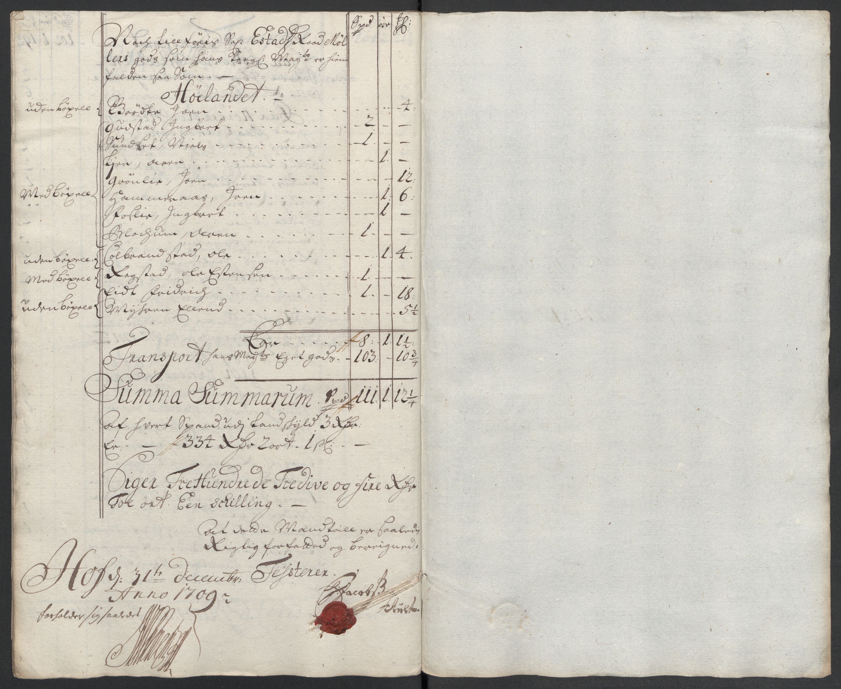 Rentekammeret inntil 1814, Reviderte regnskaper, Fogderegnskap, RA/EA-4092/R60/L3959: Fogderegnskap Orkdal og Gauldal, 1709, p. 300