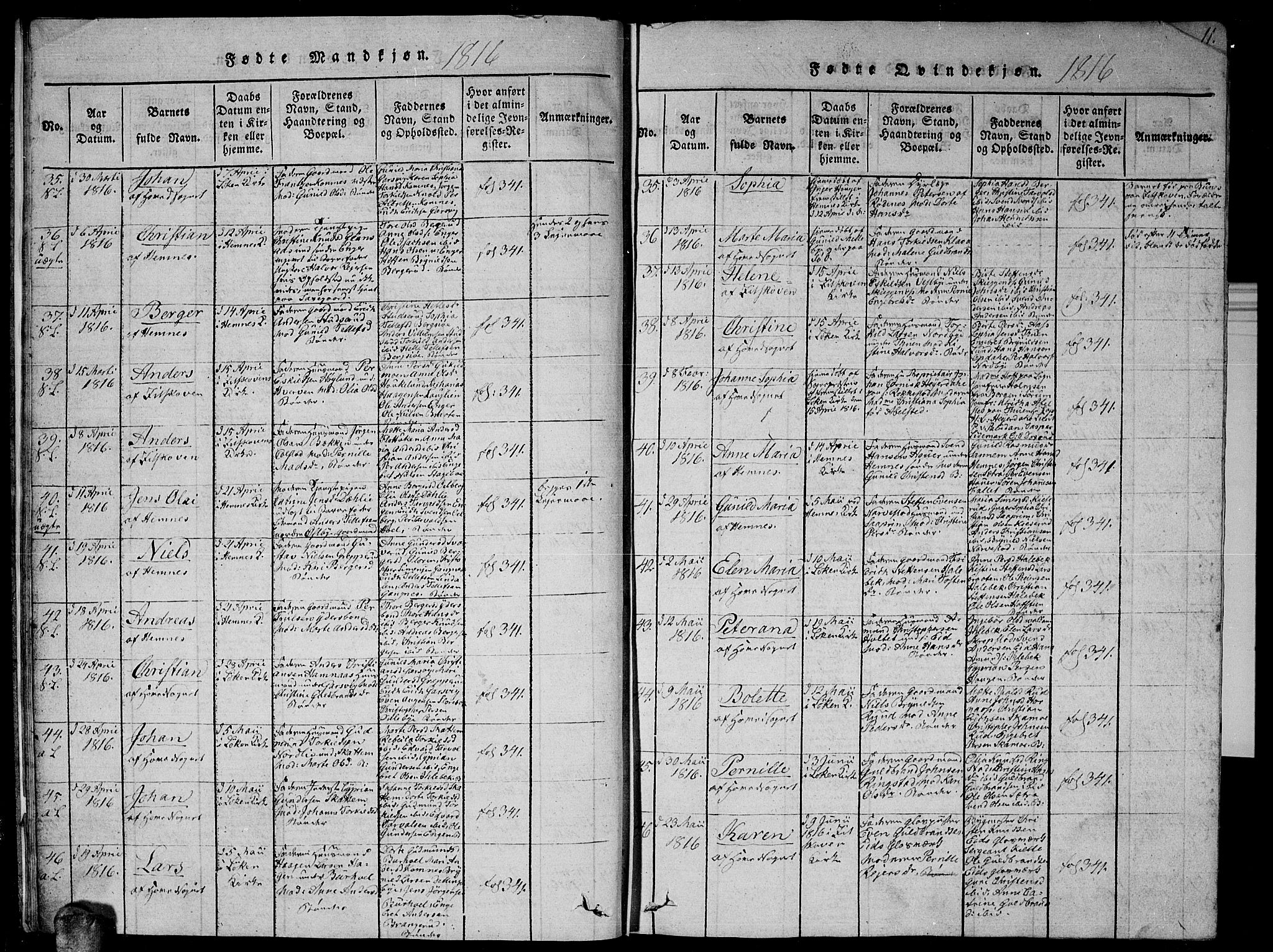 Høland prestekontor Kirkebøker, AV/SAO-A-10346a/G/Ga/L0001: Parish register (copy) no. I 1, 1814-1827, p. 11