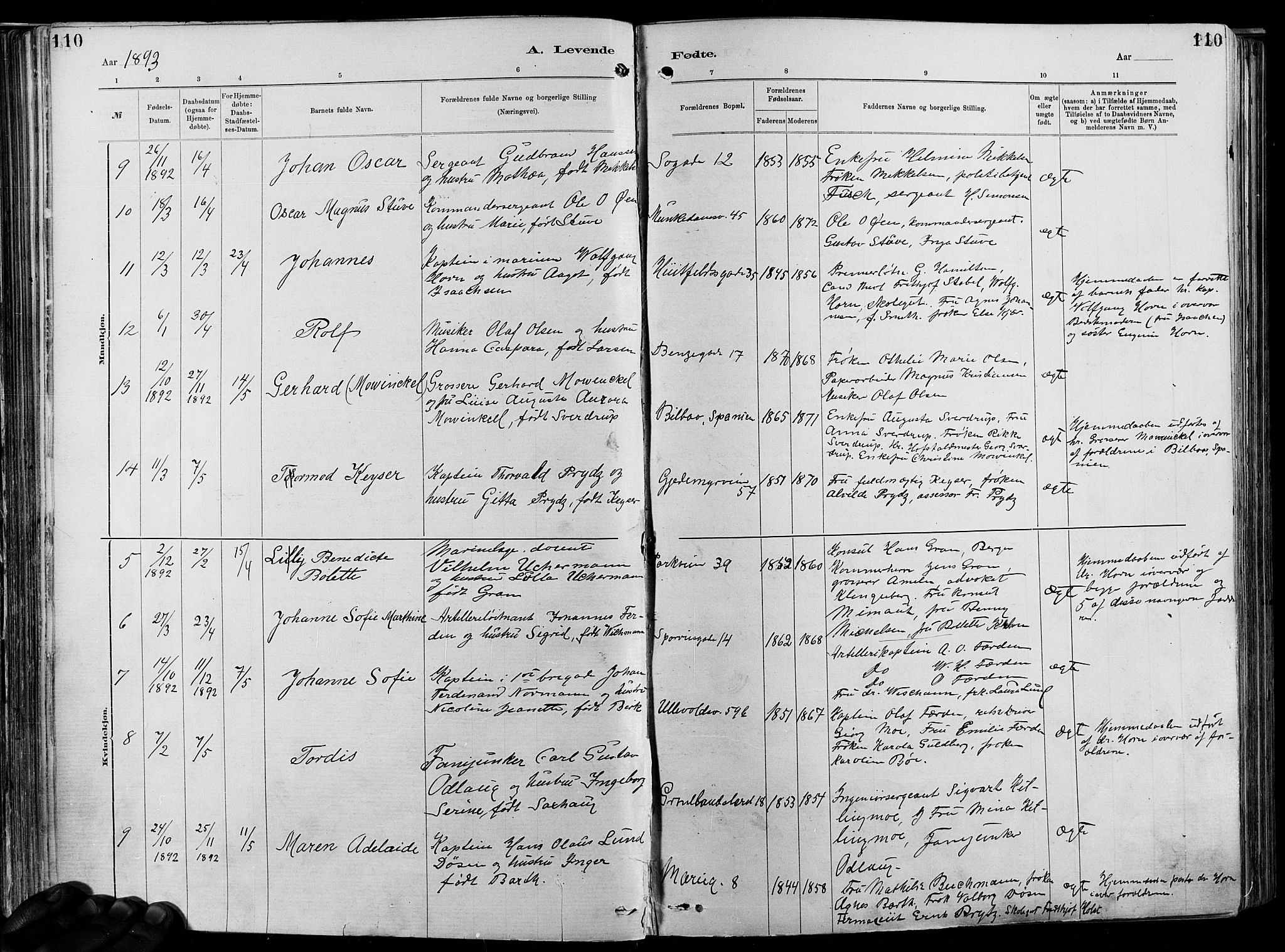 Garnisonsmenigheten Kirkebøker, AV/SAO-A-10846/F/Fa/L0012: Parish register (official) no. 12, 1880-1893, p. 110