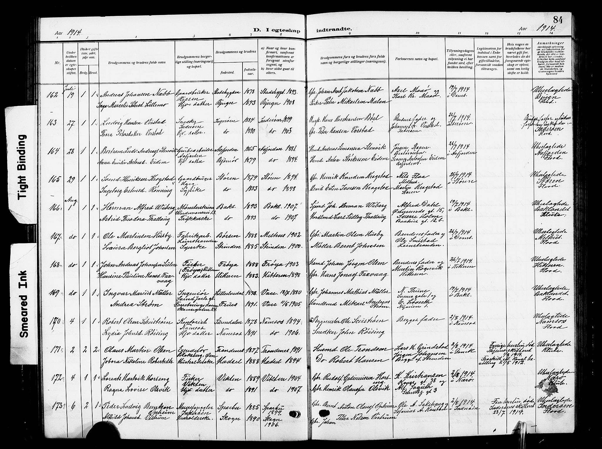Ministerialprotokoller, klokkerbøker og fødselsregistre - Sør-Trøndelag, SAT/A-1456/601/L0097: Parish register (copy) no. 601C15, 1911-1921, p. 84