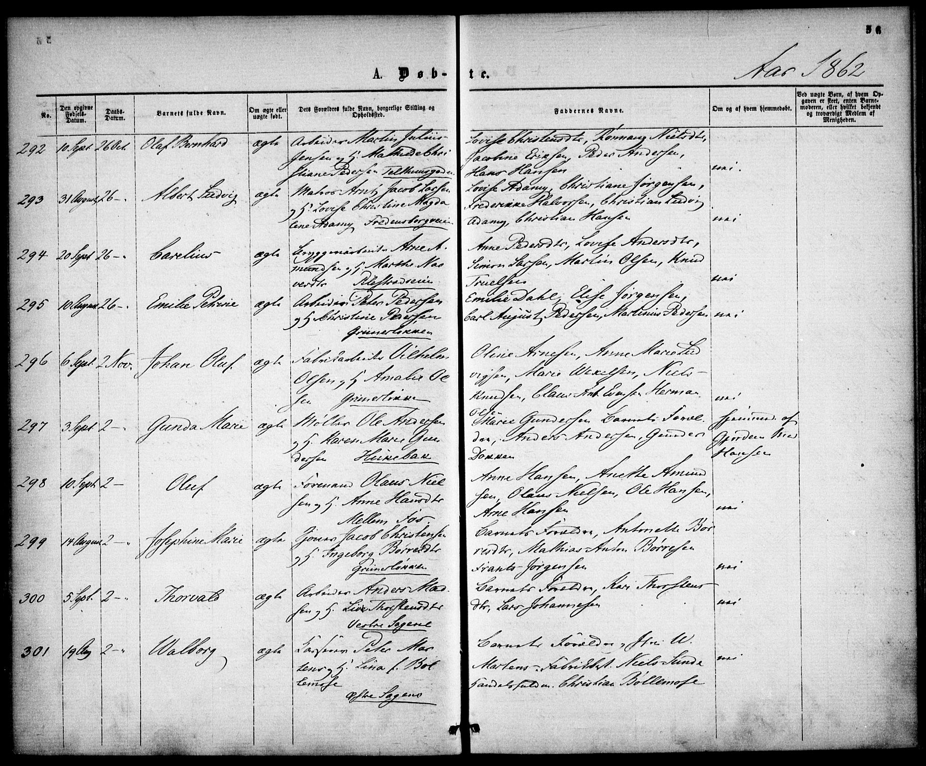 Gamle Aker prestekontor Kirkebøker, AV/SAO-A-10617a/F/L0001: Parish register (official) no. 1, 1861-1865, p. 56