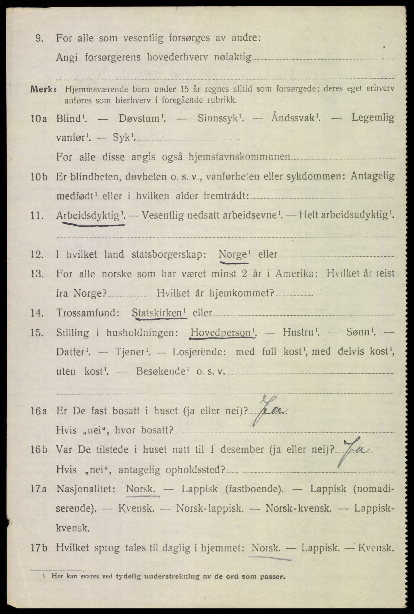 SAT, 1920 census for Saltdal, 1920, p. 7610