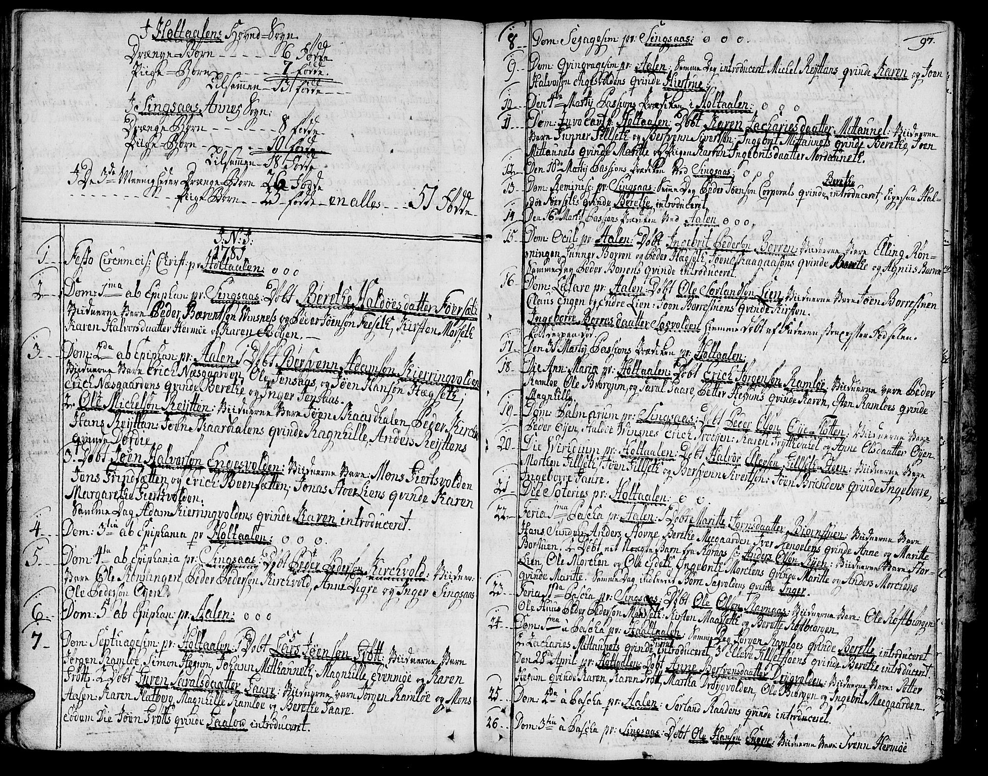 Ministerialprotokoller, klokkerbøker og fødselsregistre - Sør-Trøndelag, AV/SAT-A-1456/685/L0952: Parish register (official) no. 685A01, 1745-1804, p. 97