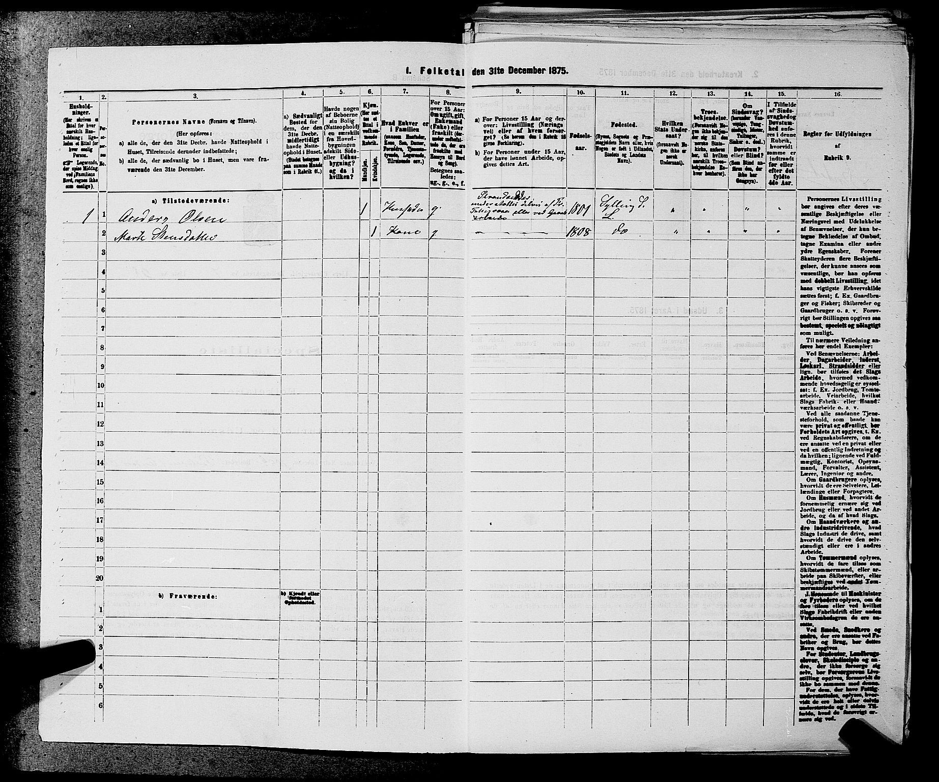 SAKO, 1875 census for 0626P Lier, 1875, p. 1091