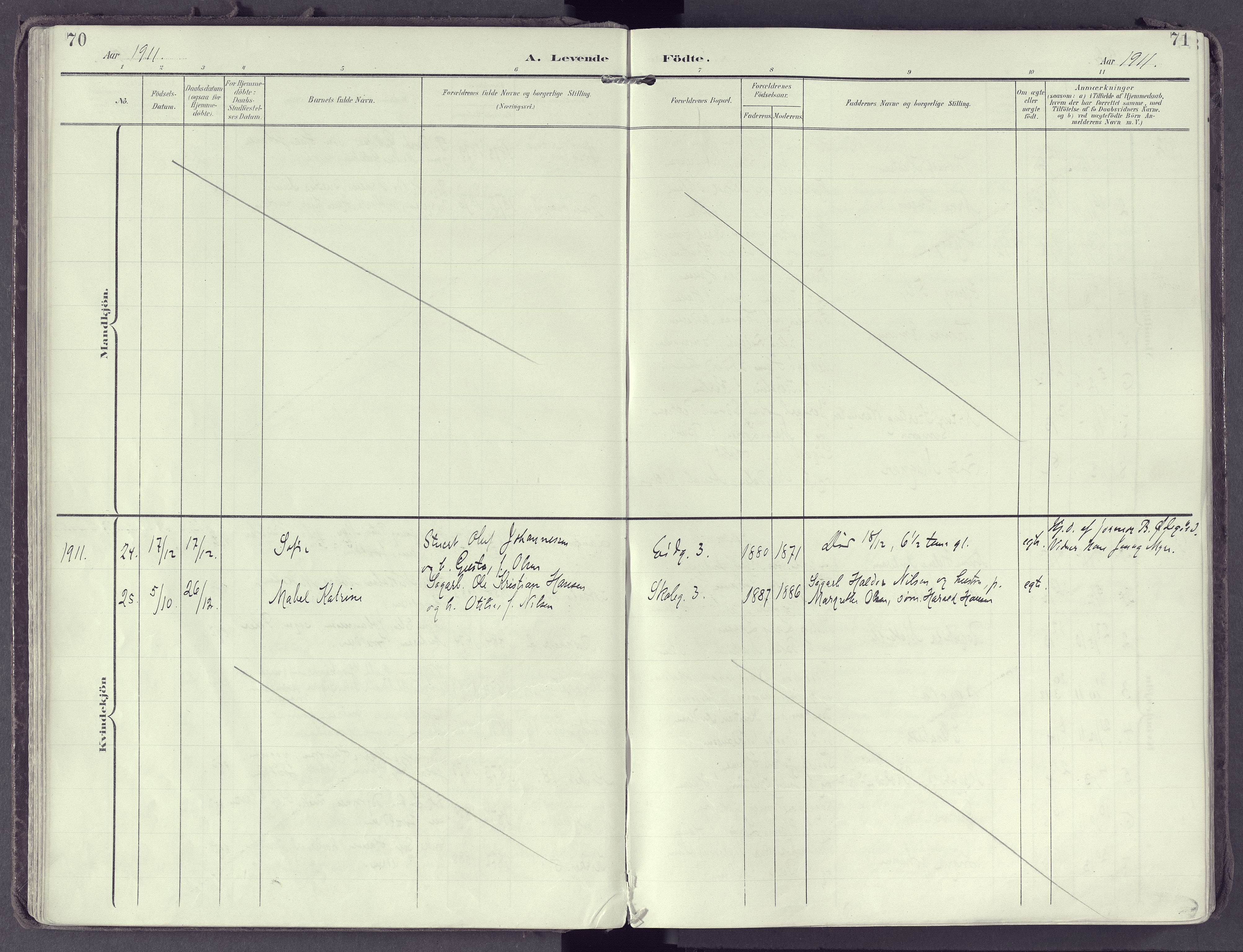 Larvik kirkebøker, AV/SAKO-A-352/F/Fb/L0005: Parish register (official) no. II 5, 1903-1925, p. 70-71