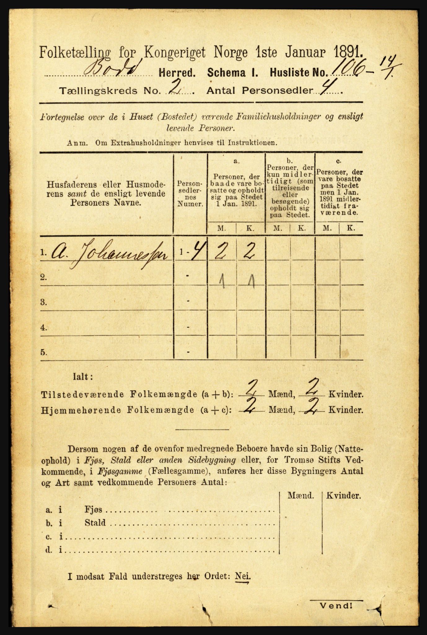 RA, 1891 census for 1843 Bodø, 1891, p. 667