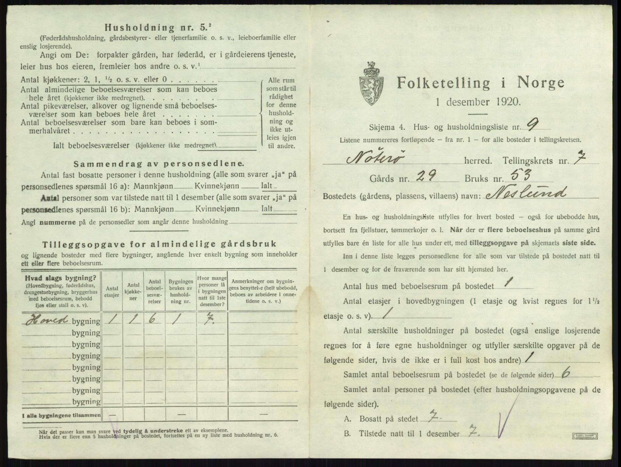 SAKO, 1920 census for Nøtterøy, 1920, p. 1338