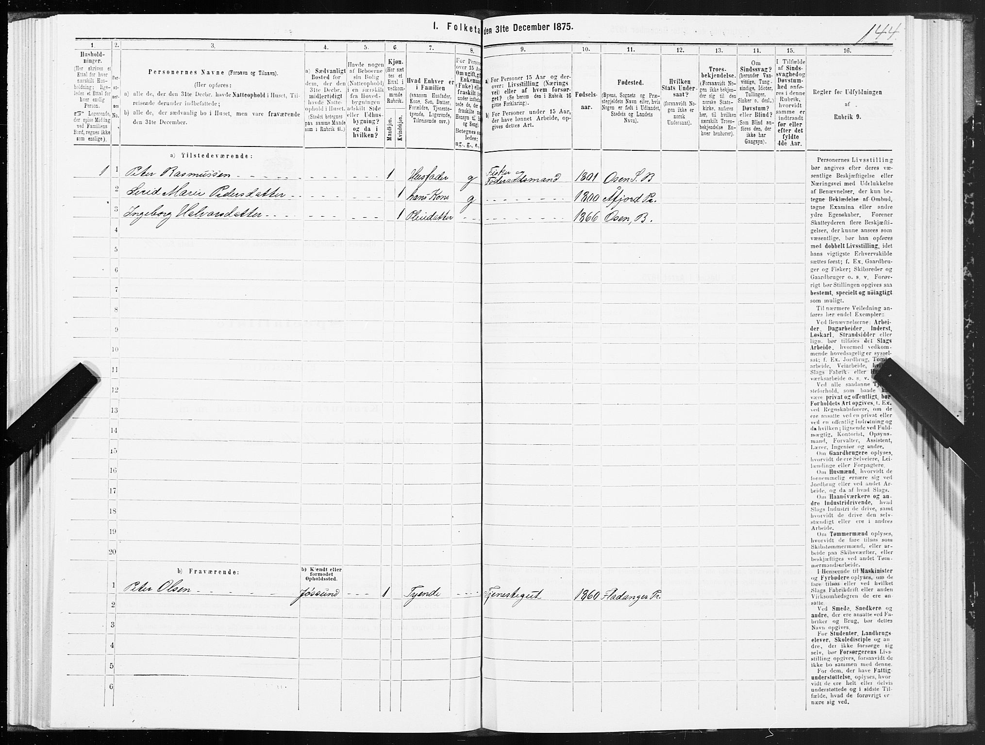 SAT, 1875 census for 1632P Bjørnør, 1875, p. 1144