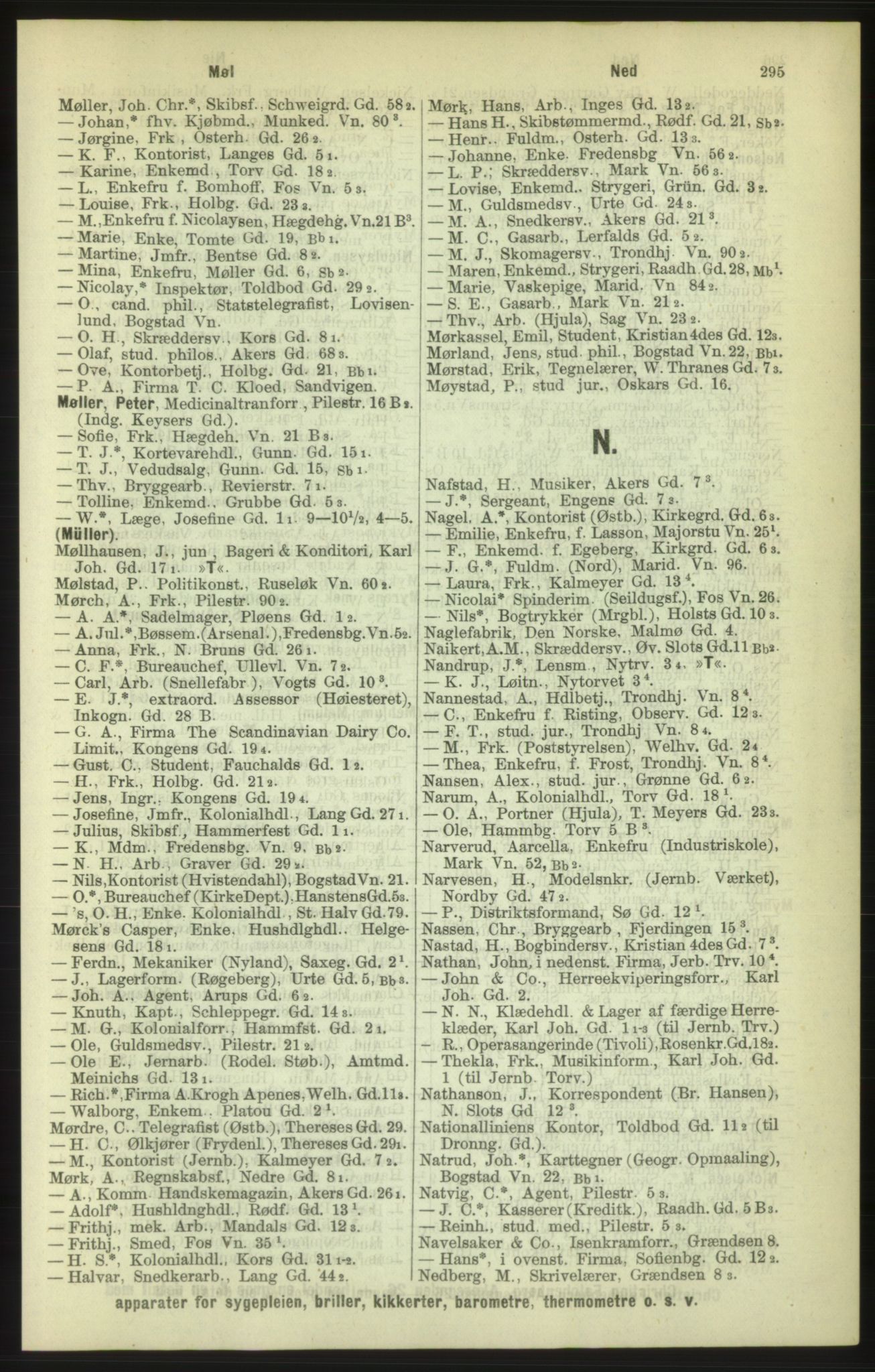 Kristiania/Oslo adressebok, PUBL/-, 1886, p. 295