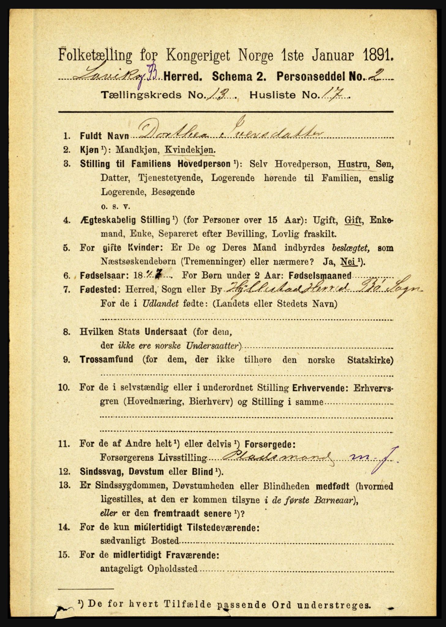 RA, 1891 census for 1415 Lavik og Brekke, 1891, p. 2623