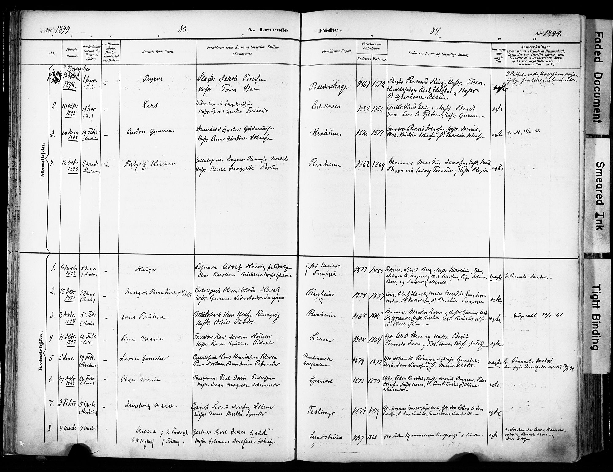Ministerialprotokoller, klokkerbøker og fødselsregistre - Sør-Trøndelag, SAT/A-1456/606/L0301: Parish register (official) no. 606A16, 1894-1907, p. 83-84