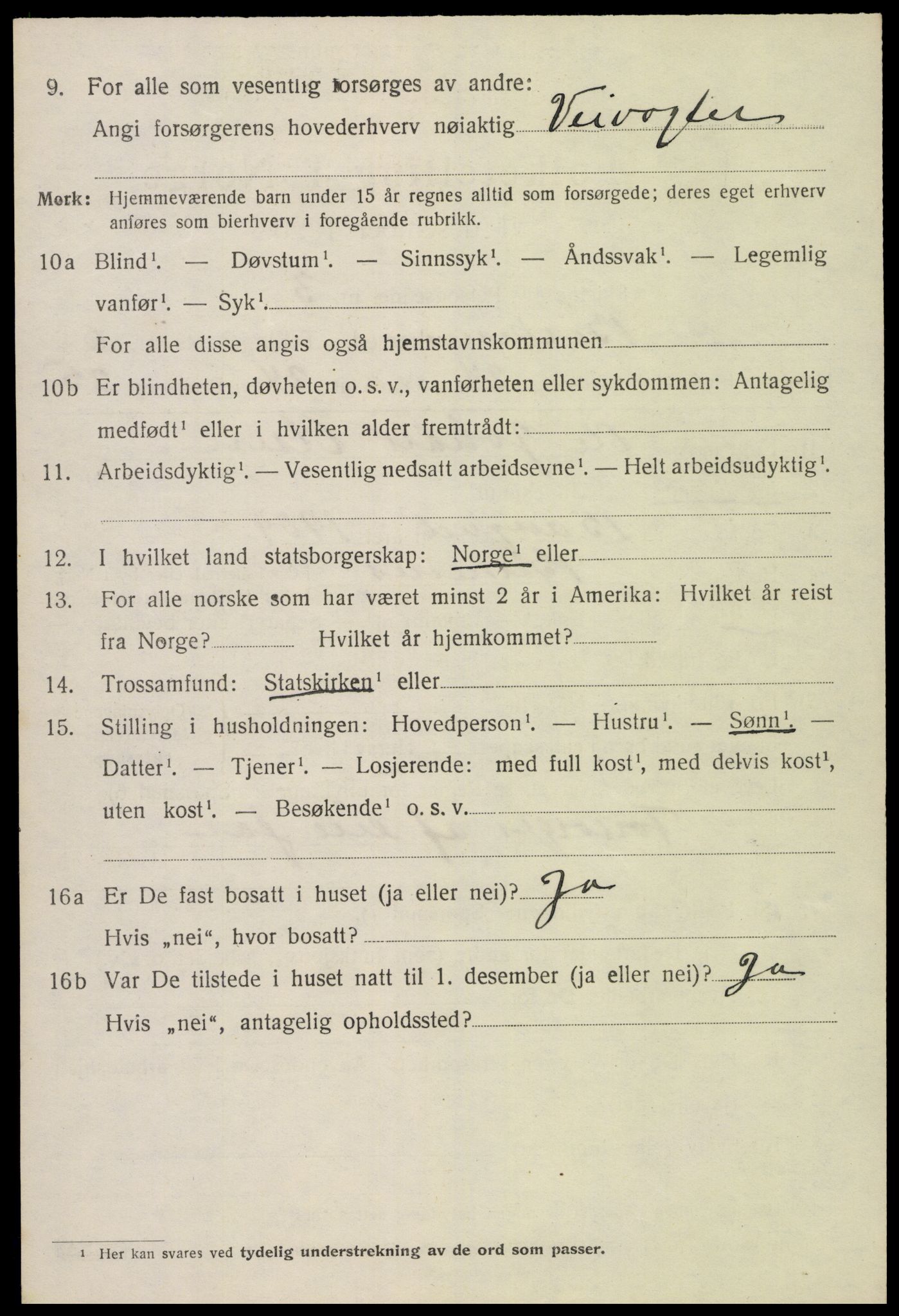 SAK, 1920 census for Birkenes, 1920, p. 3996