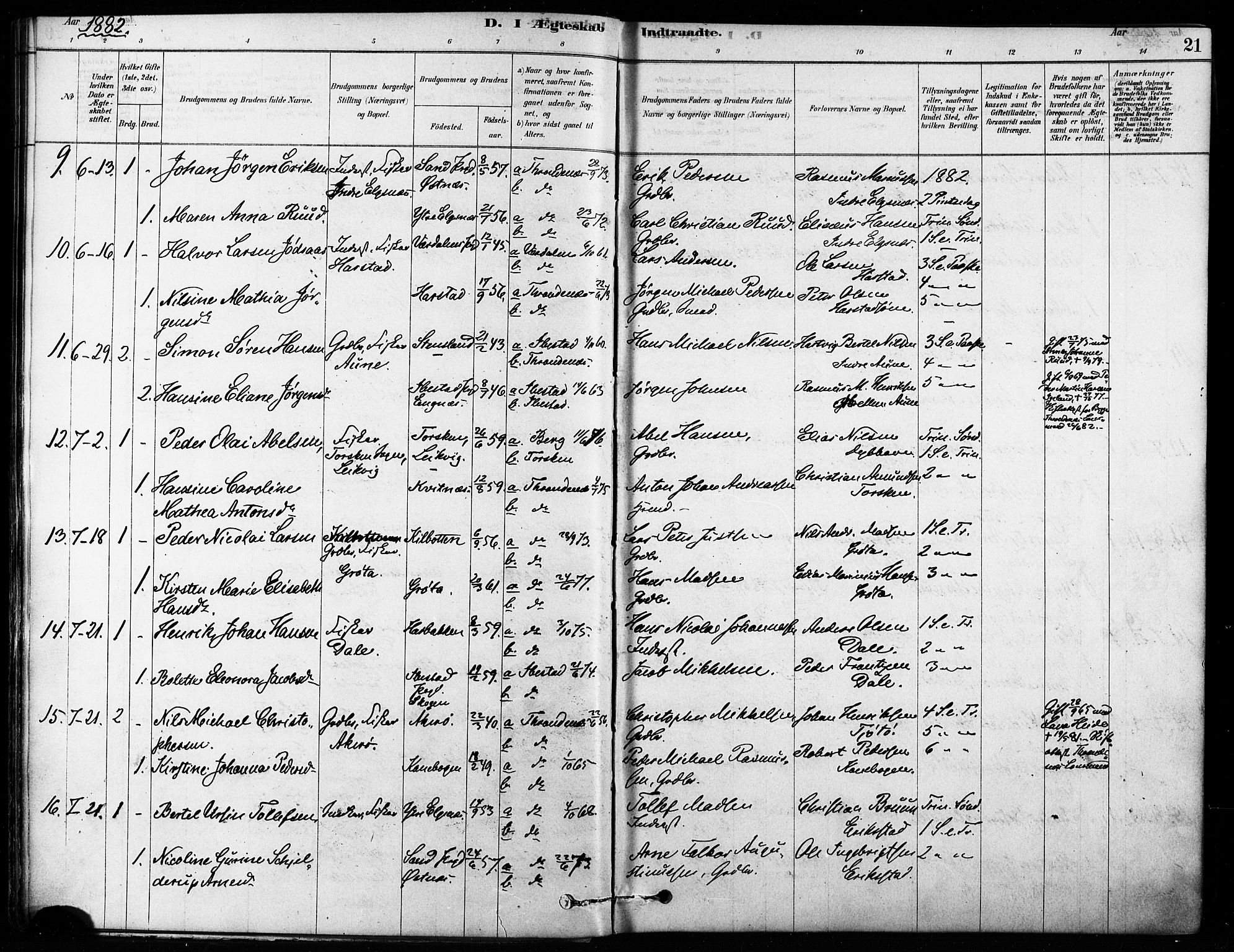 Trondenes sokneprestkontor, SATØ/S-1319/H/Ha/L0015kirke: Parish register (official) no. 15, 1878-1889, p. 21