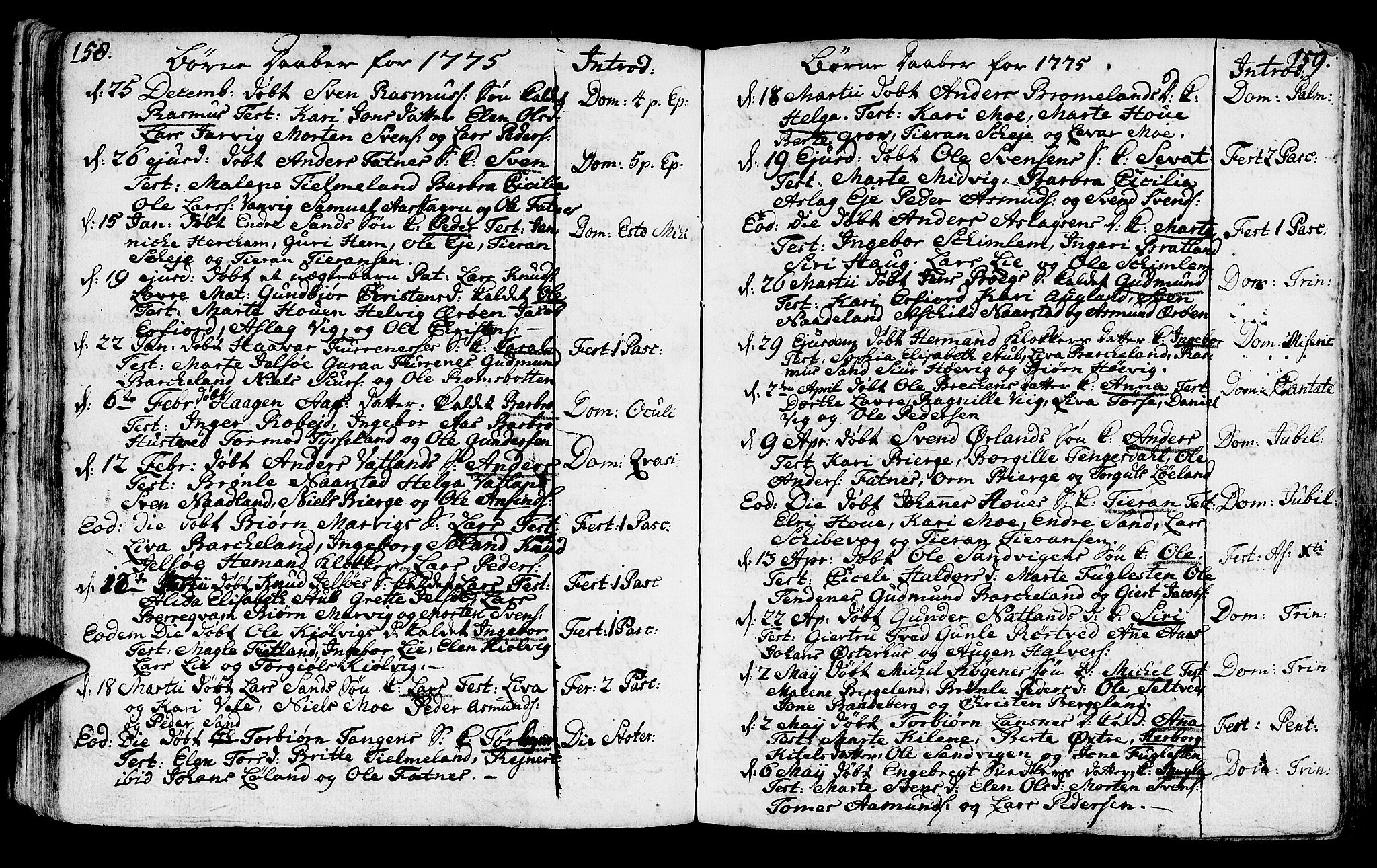 Jelsa sokneprestkontor, SAST/A-101842/01/IV: Parish register (official) no. A 3, 1768-1796, p. 158-159