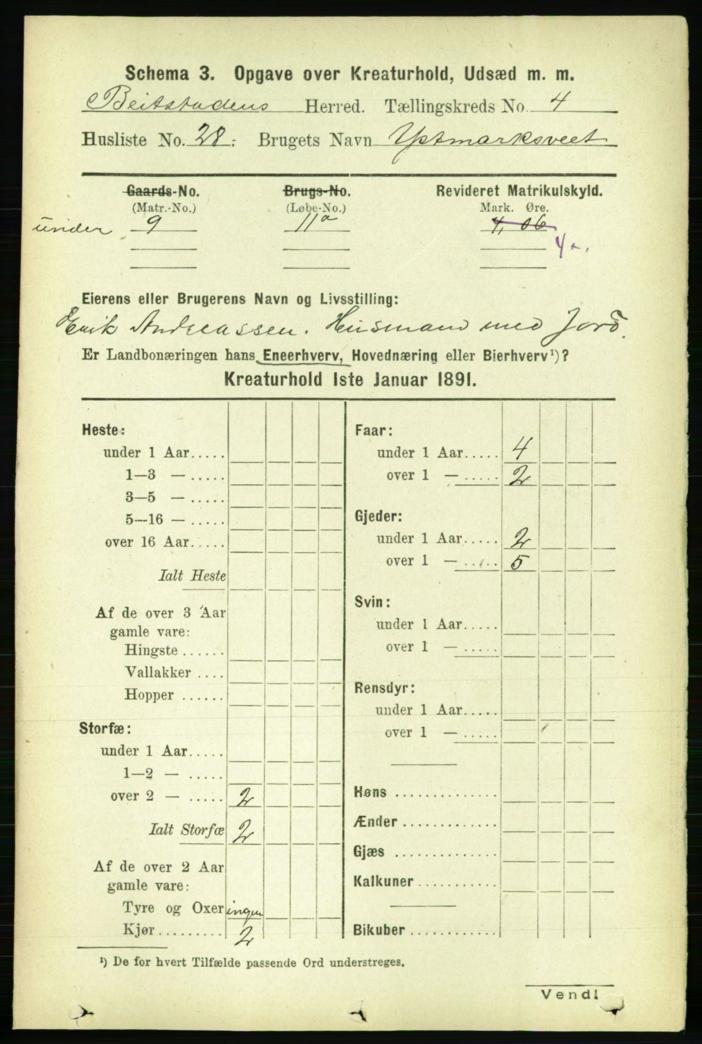 RA, 1891 census for 1727 Beitstad, 1891, p. 5822