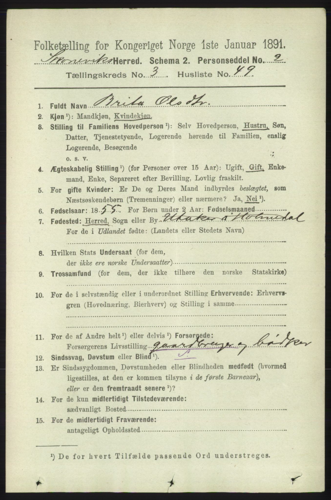 RA, 1891 census for 1212 Skånevik, 1891, p. 773