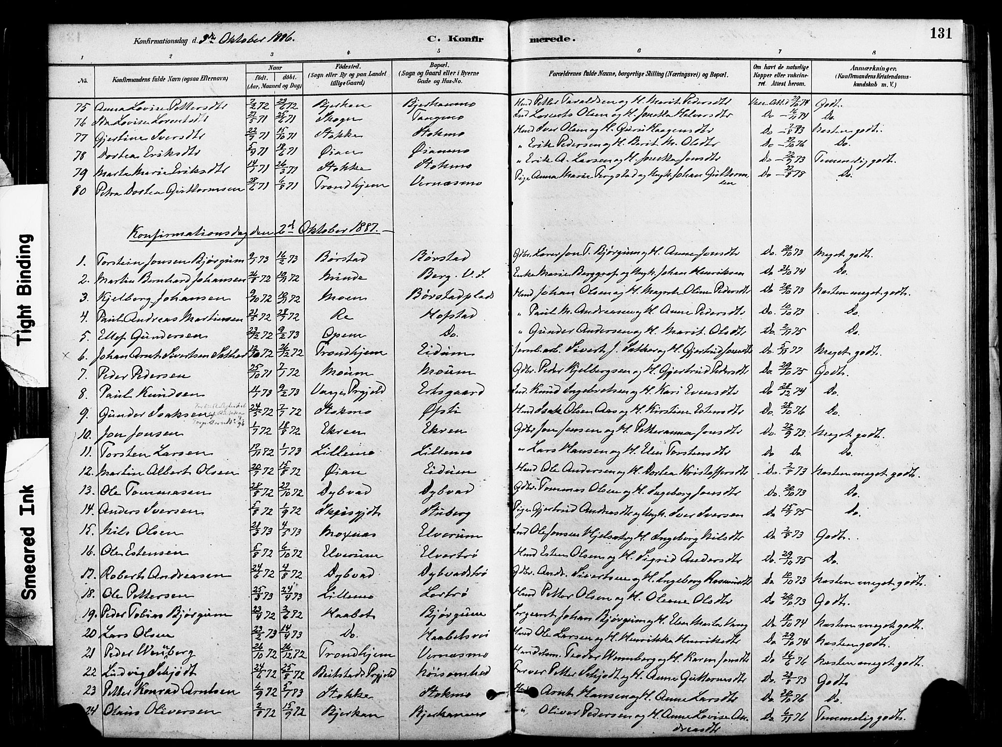 Ministerialprotokoller, klokkerbøker og fødselsregistre - Nord-Trøndelag, SAT/A-1458/709/L0077: Parish register (official) no. 709A17, 1880-1895, p. 131