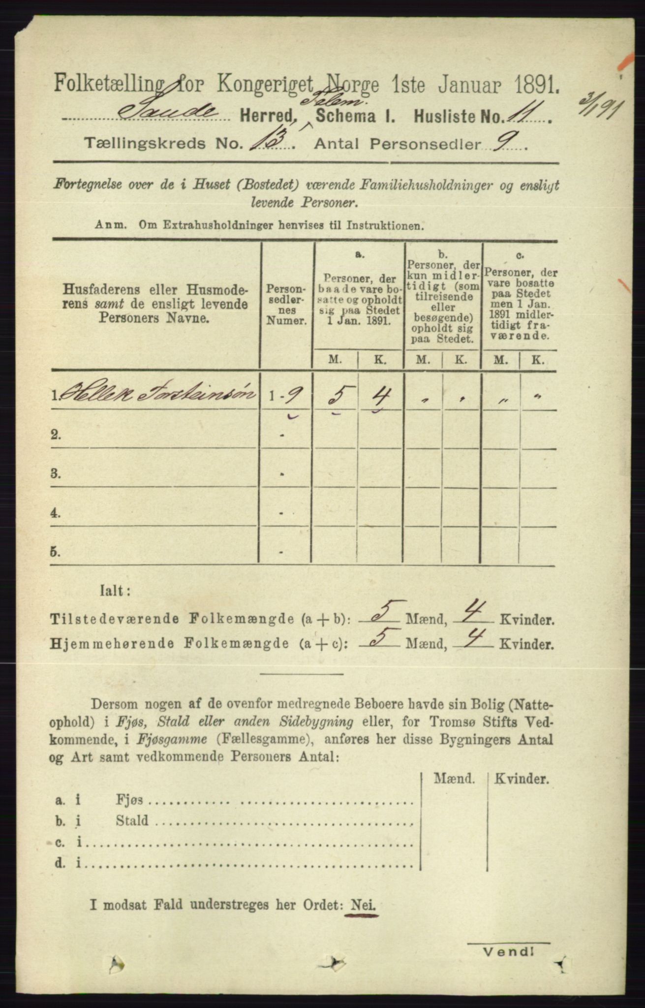 RA, 1891 census for 0822 Sauherad, 1891, p. 3902