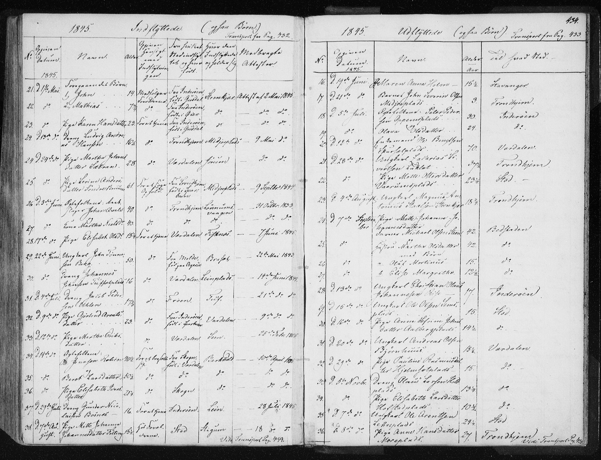 Ministerialprotokoller, klokkerbøker og fødselsregistre - Nord-Trøndelag, SAT/A-1458/735/L0339: Parish register (official) no. 735A06 /1, 1836-1848, p. 434