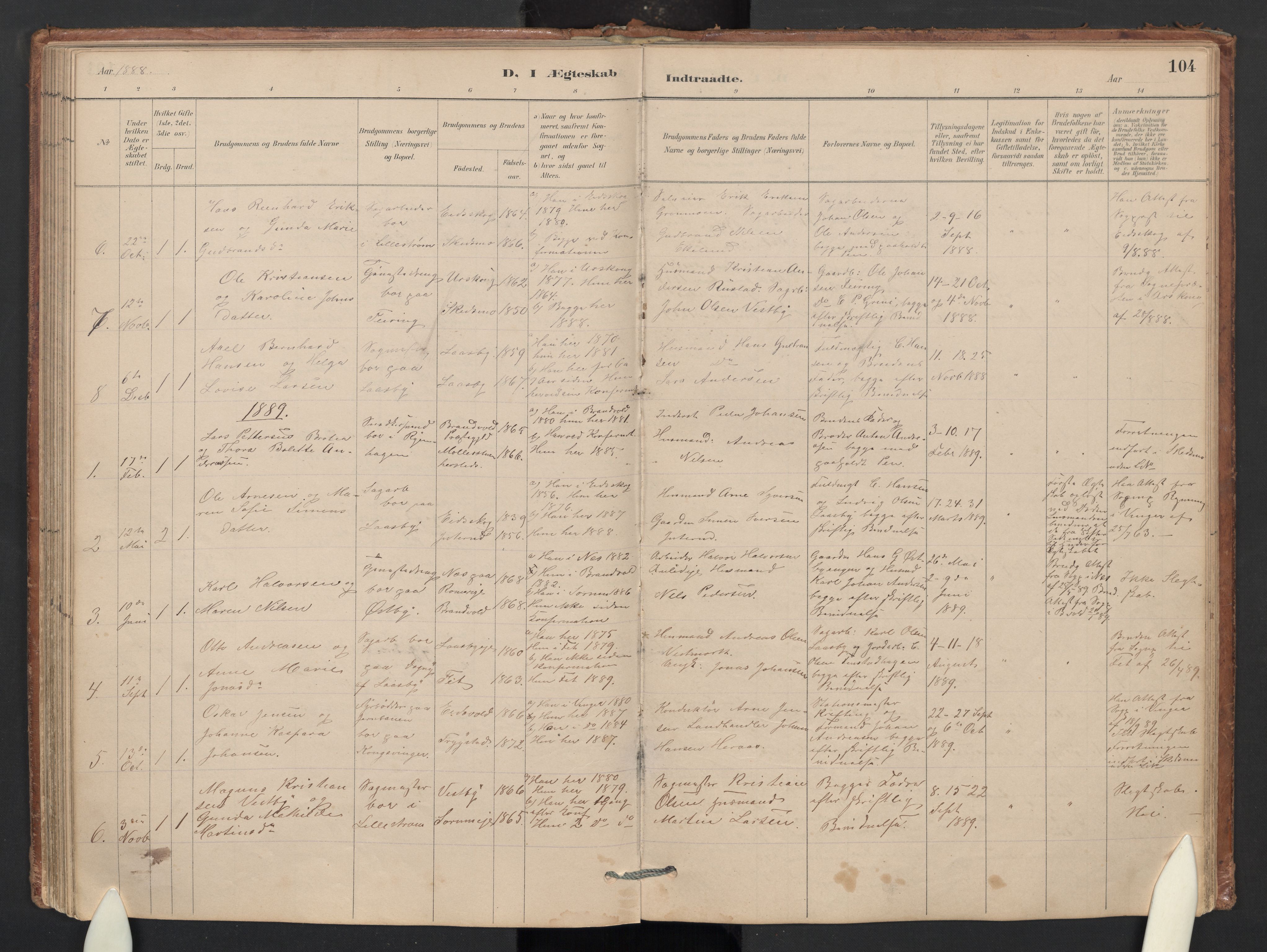 Skedsmo prestekontor Kirkebøker, SAO/A-10033a/G/Gb/L0001: Parish register (copy) no. II 1, 1883-1903, p. 104