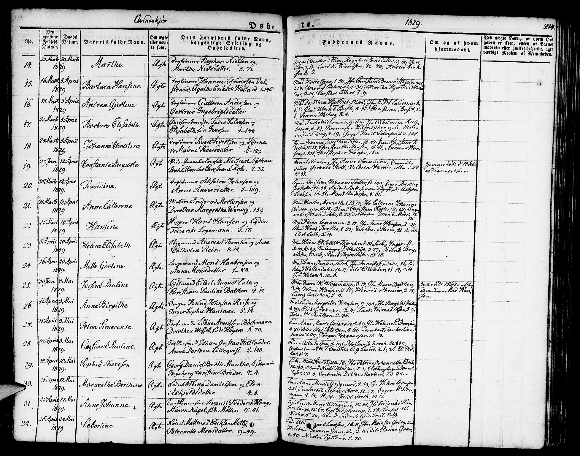 Nykirken Sokneprestembete, SAB/A-77101/H/Haa/L0012: Parish register (official) no. A 12, 1821-1844, p. 214