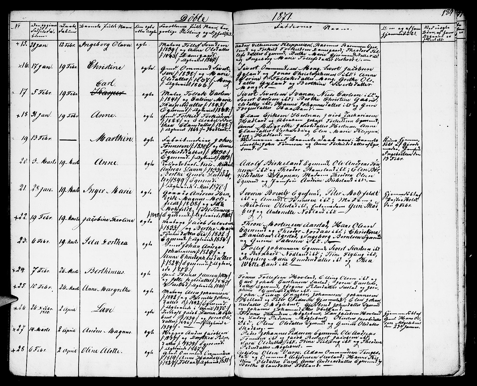 Eigersund sokneprestkontor, AV/SAST-A-101807/S09/L0004: Parish register (copy) no. B 4, 1855-1871, p. 189