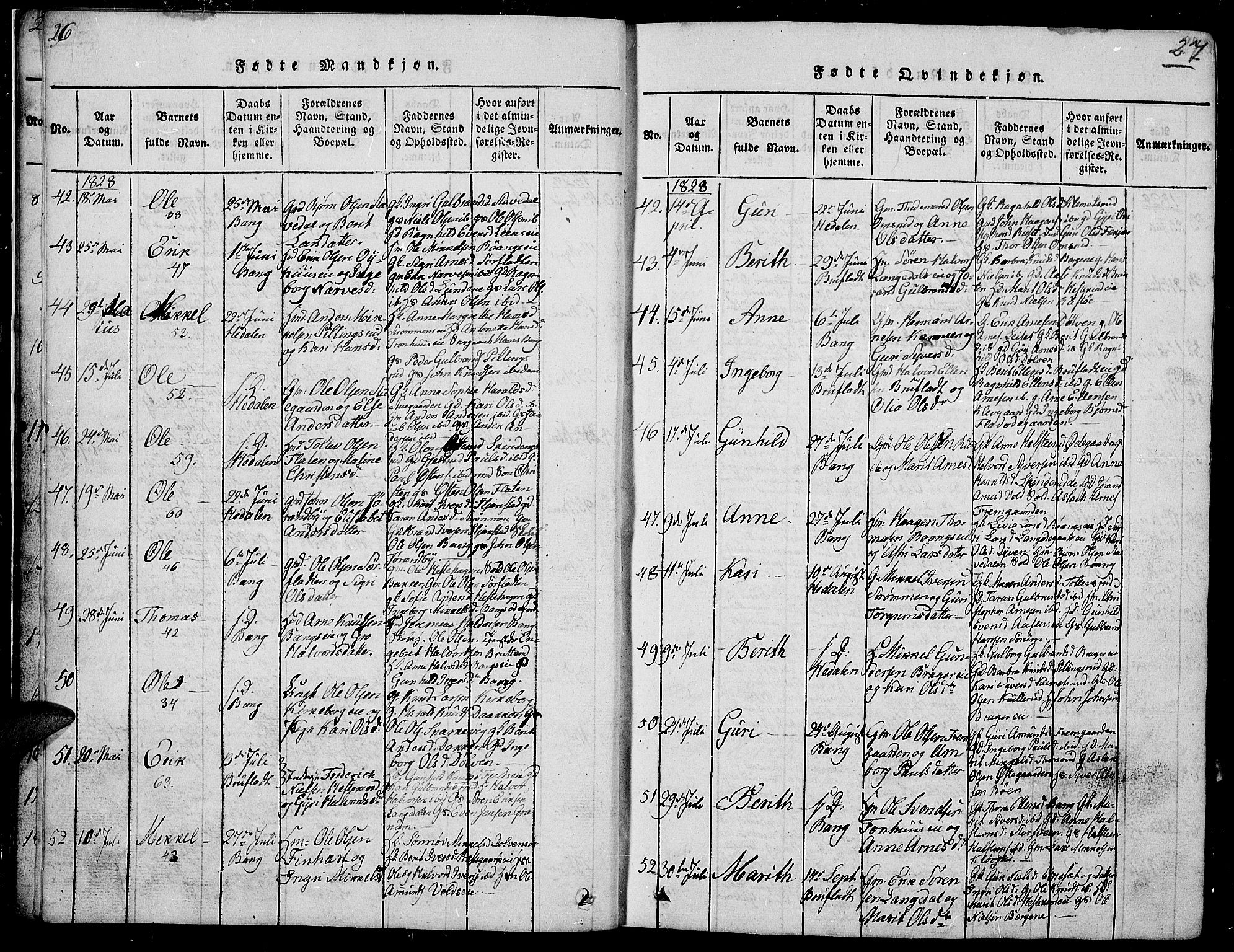 Sør-Aurdal prestekontor, AV/SAH-PREST-128/H/Ha/Hab/L0002: Parish register (copy) no. 2, 1826-1840, p. 26-27