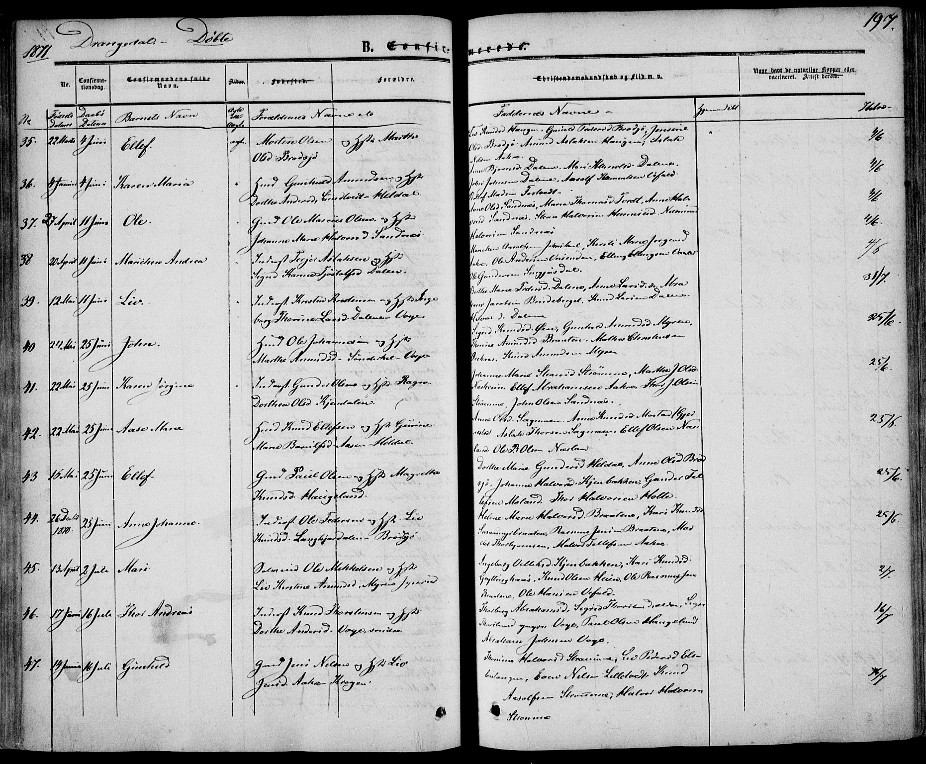 Drangedal kirkebøker, AV/SAKO-A-258/F/Fa/L0008: Parish register (official) no. 8, 1857-1871, p. 197