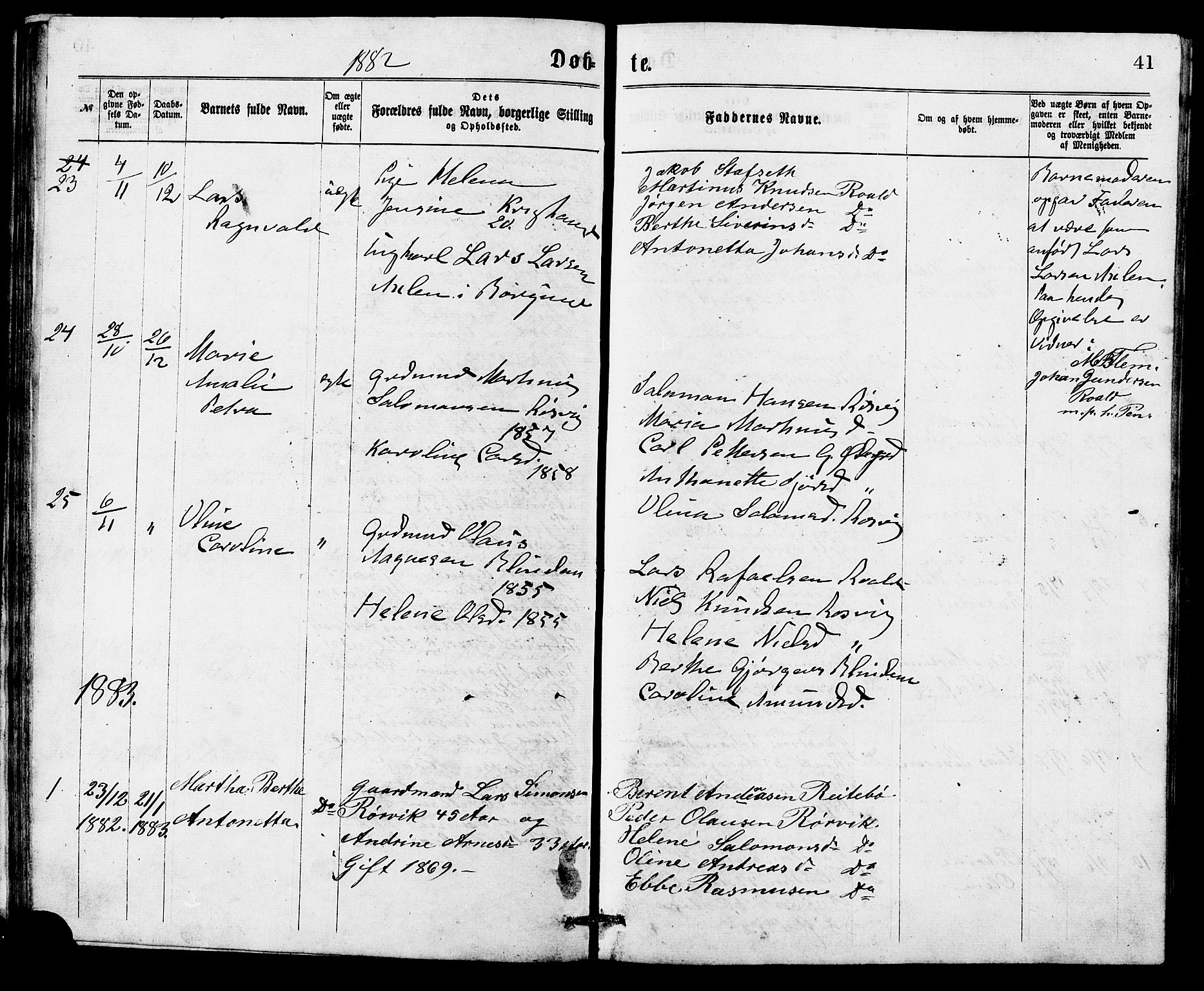 Ministerialprotokoller, klokkerbøker og fødselsregistre - Møre og Romsdal, SAT/A-1454/537/L0521: Parish register (copy) no. 537C02, 1869-1888, p. 41