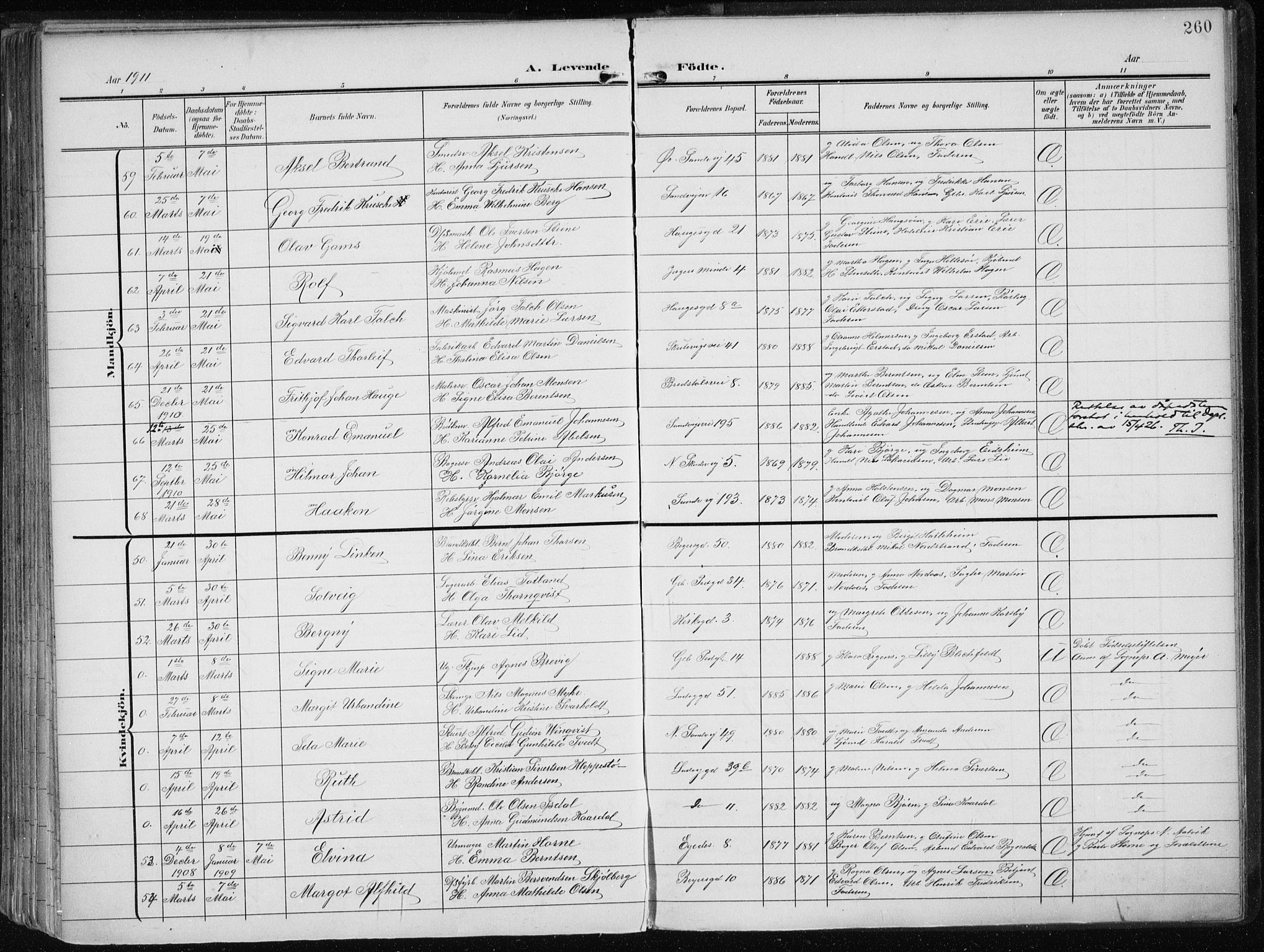 Sandviken Sokneprestembete, AV/SAB-A-77601/H/Ha/L0006: Parish register (official) no. B 3, 1901-1912, p. 260