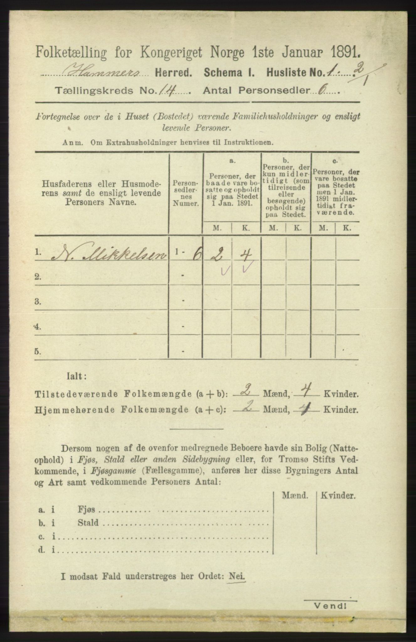 RA, 1891 census for 1254 Hamre, 1891, p. 4355