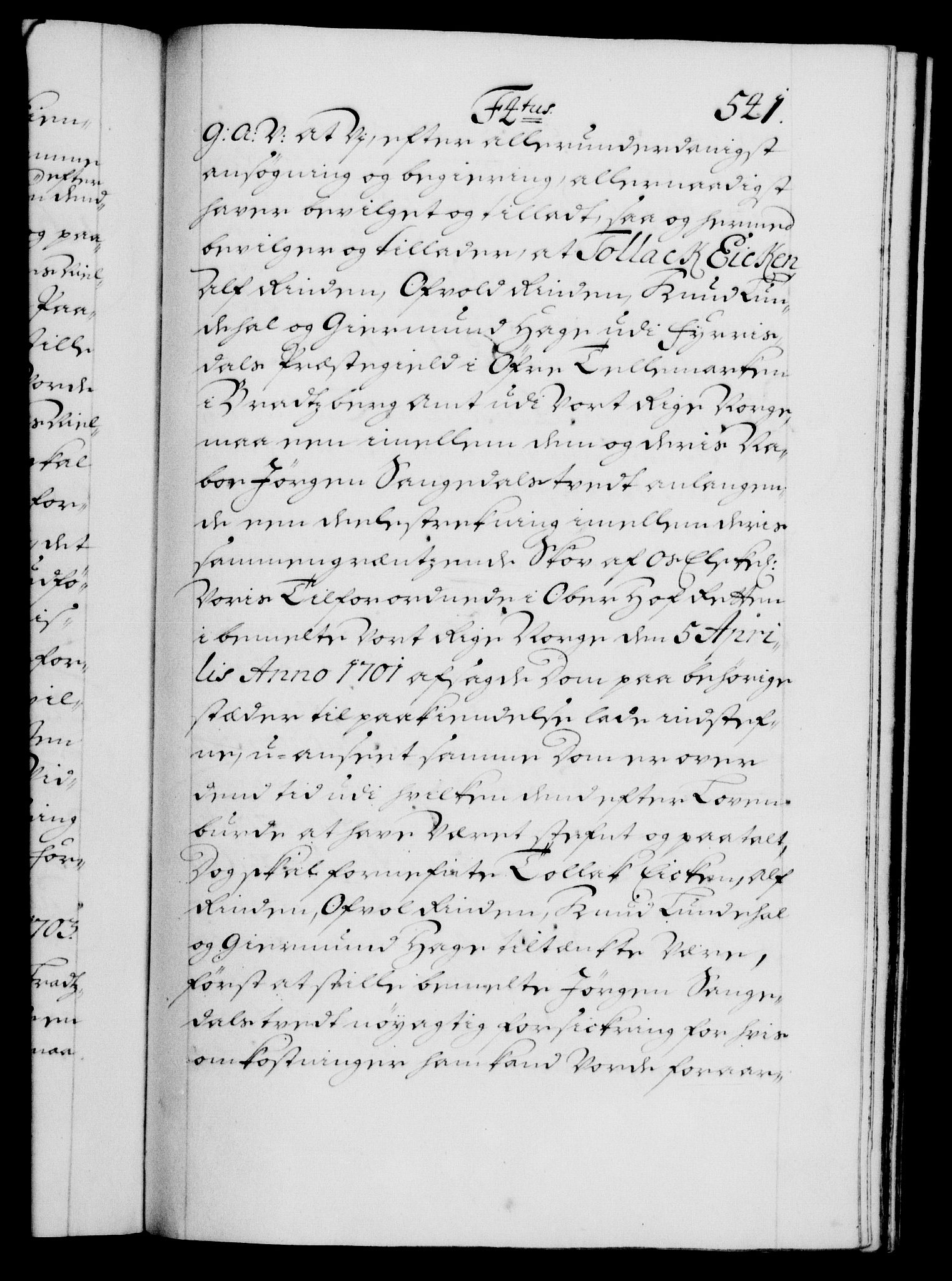 Danske Kanselli 1572-1799, AV/RA-EA-3023/F/Fc/Fca/Fcaa/L0018: Norske registre, 1699-1703, p. 541a