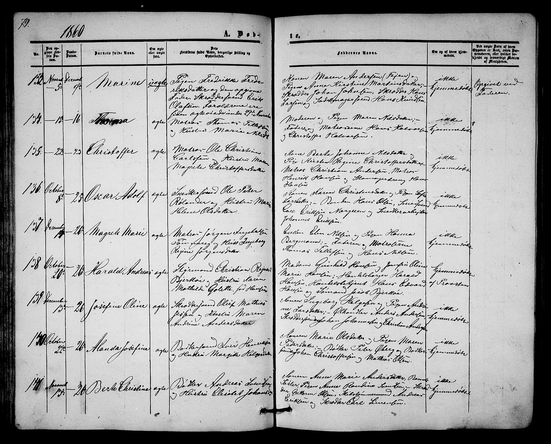 Tønsberg kirkebøker, AV/SAKO-A-330/G/Ga/L0003: Parish register (copy) no. 3, 1855-1864, p. 79