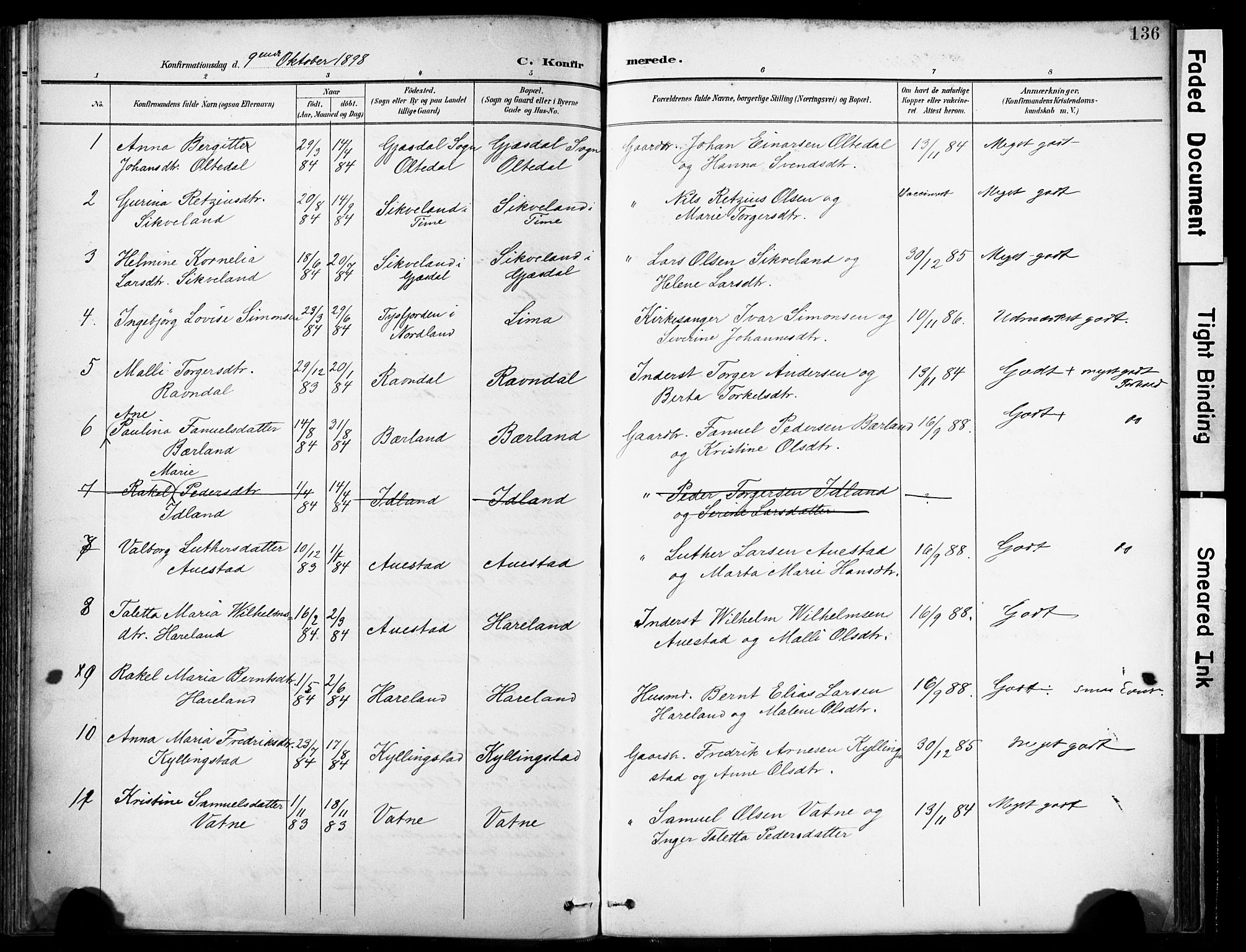Lye sokneprestkontor, SAST/A-101794/001/30BA/L0012: Parish register (official) no. A 11, 1896-1909, p. 136