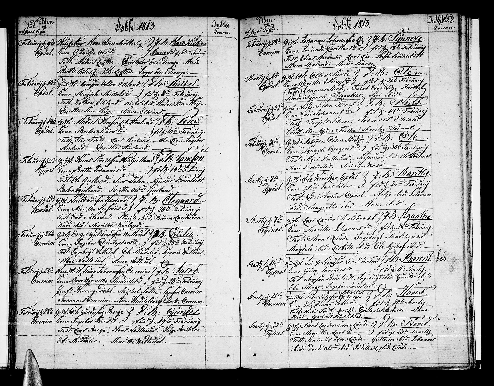 Tysnes sokneprestembete, AV/SAB-A-78601/H/Haa: Parish register (official) no. A 6, 1804-1816, p. 151-152