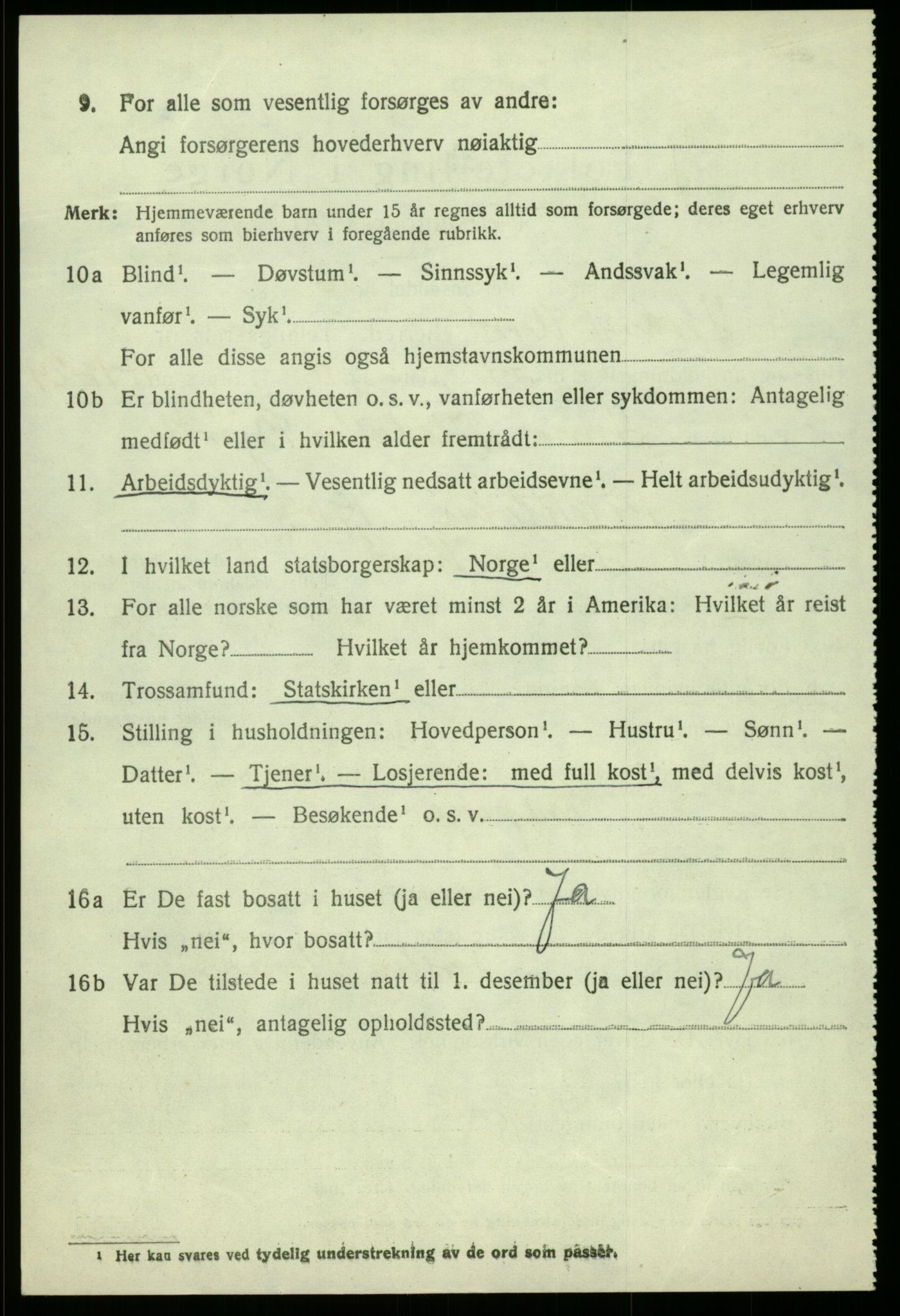 SAB, 1920 census for Kvam, 1920, p. 2948