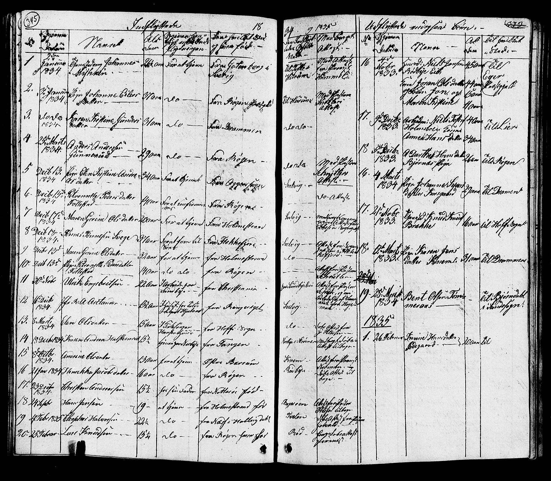 Hurum kirkebøker, SAKO/A-229/G/Ga/L0002: Parish register (copy) no. I 2, 1827-1857, p. 345
