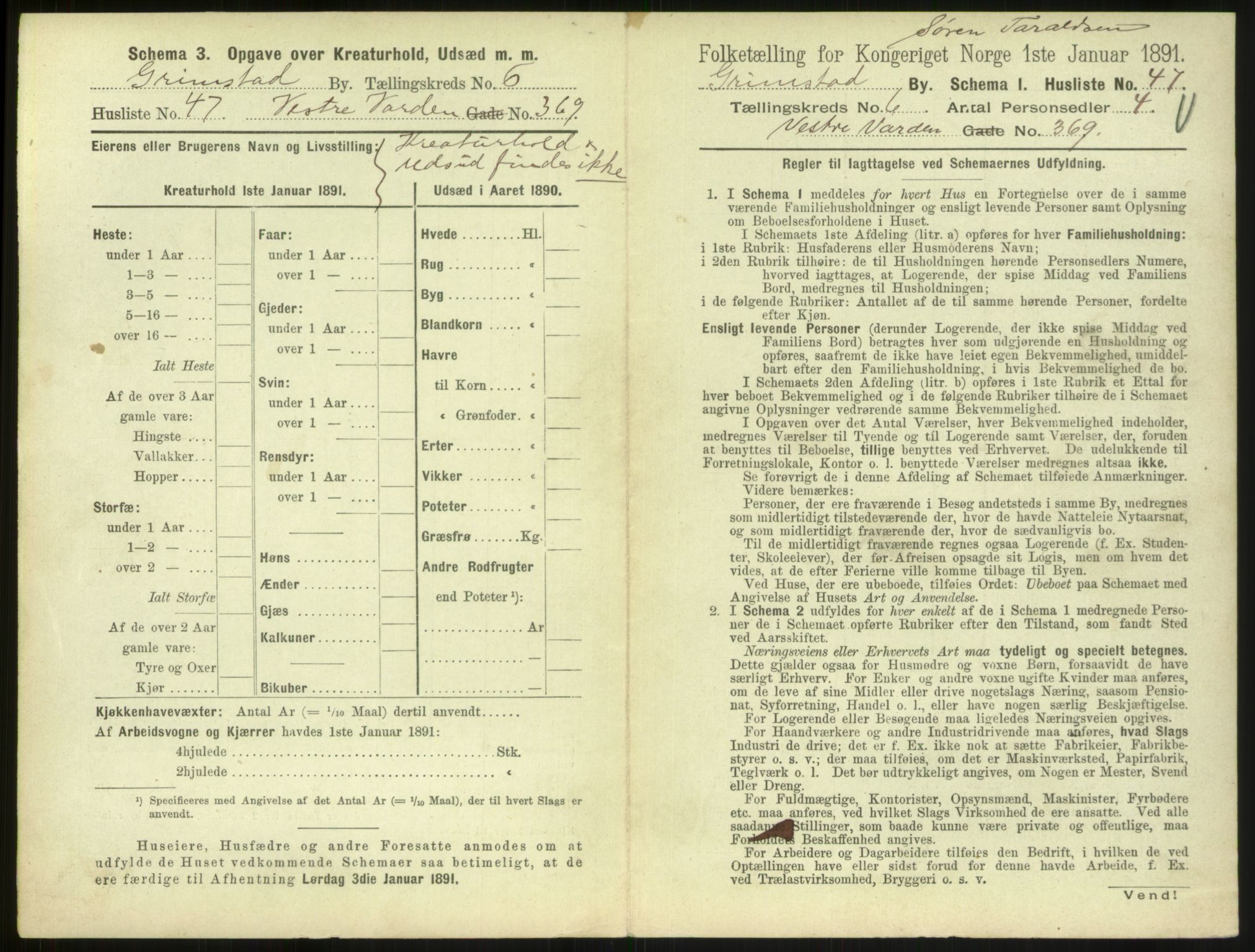 RA, 1891 census for 0904 Grimstad, 1891, p. 802