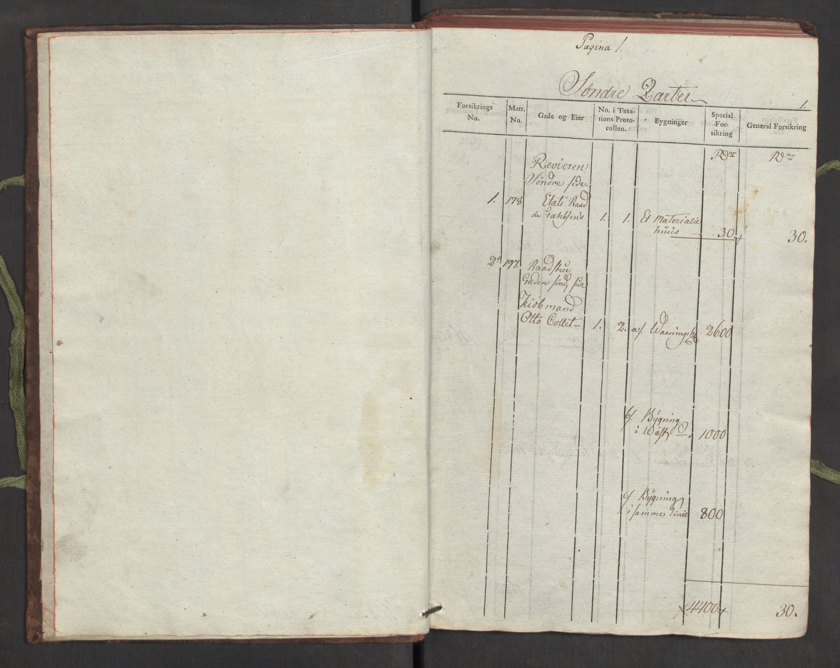 Kommersekollegiet, Brannforsikringskontoret 1767-1814, AV/RA-EA-5458/F/Fa/L0016/0001: Kristiania / Branntakstprotokoll, 1807-1817