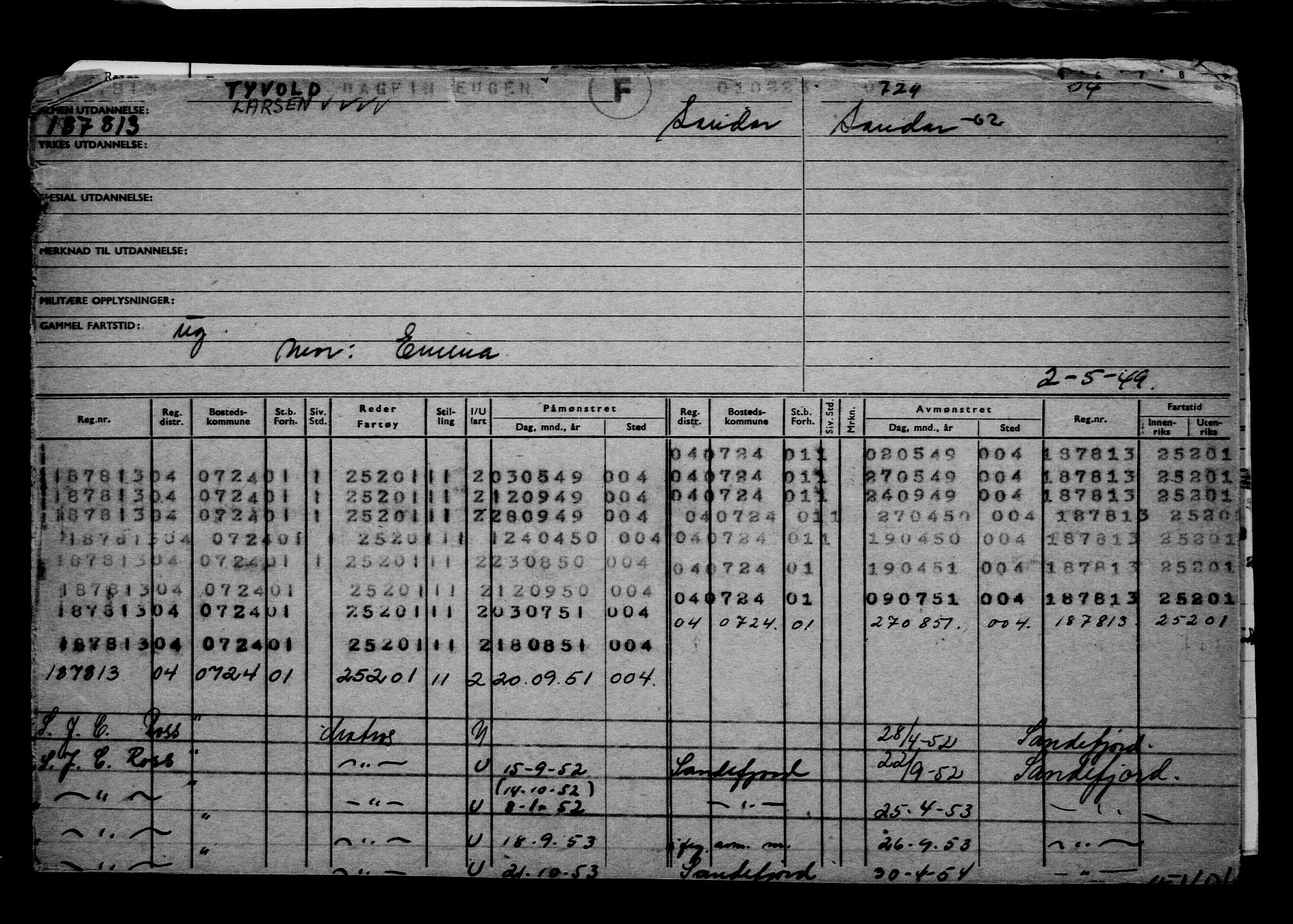 Direktoratet for sjømenn, AV/RA-S-3545/G/Gb/L0215: Hovedkort, 1923, p. 16