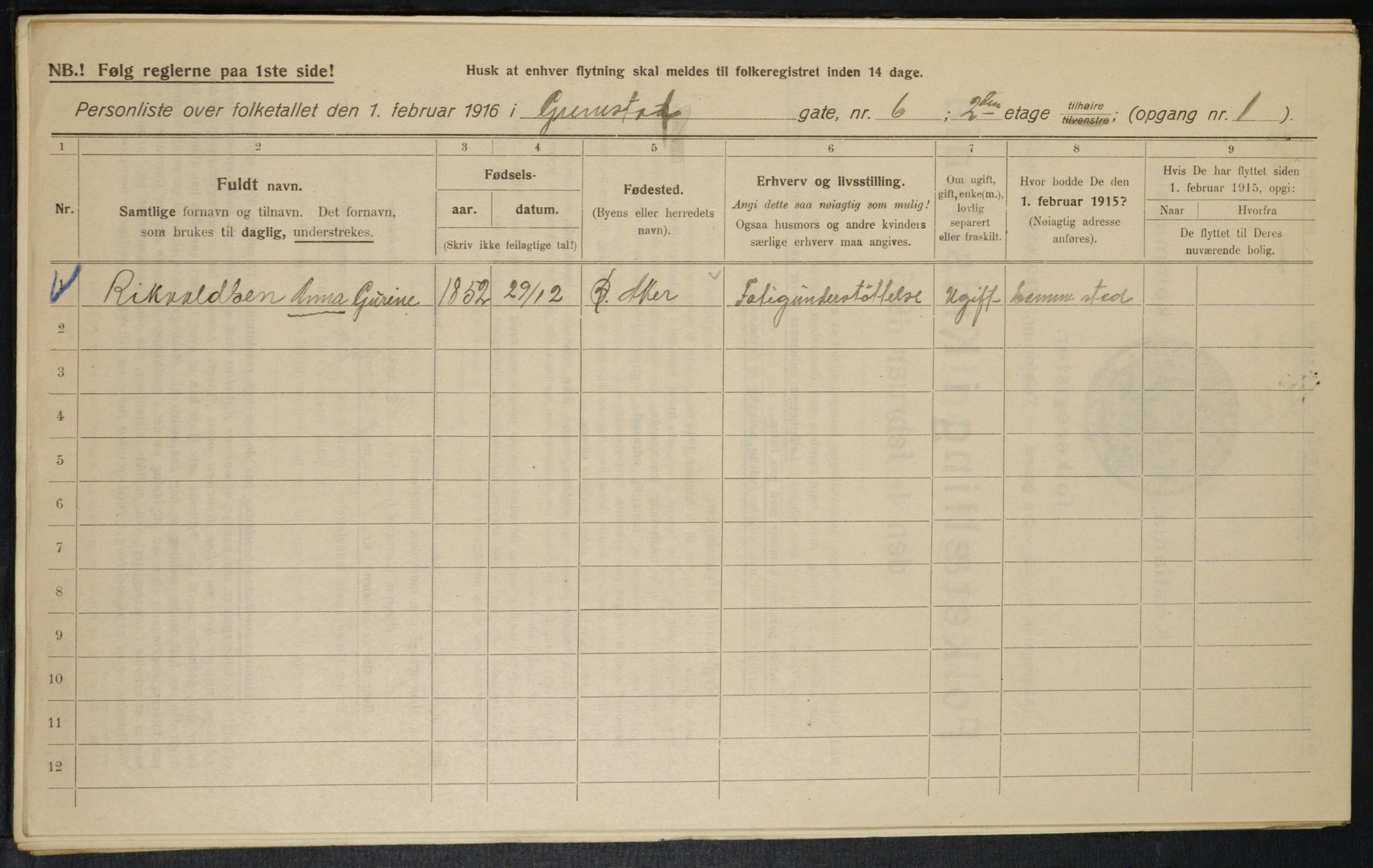 OBA, Municipal Census 1916 for Kristiania, 1916, p. 30513