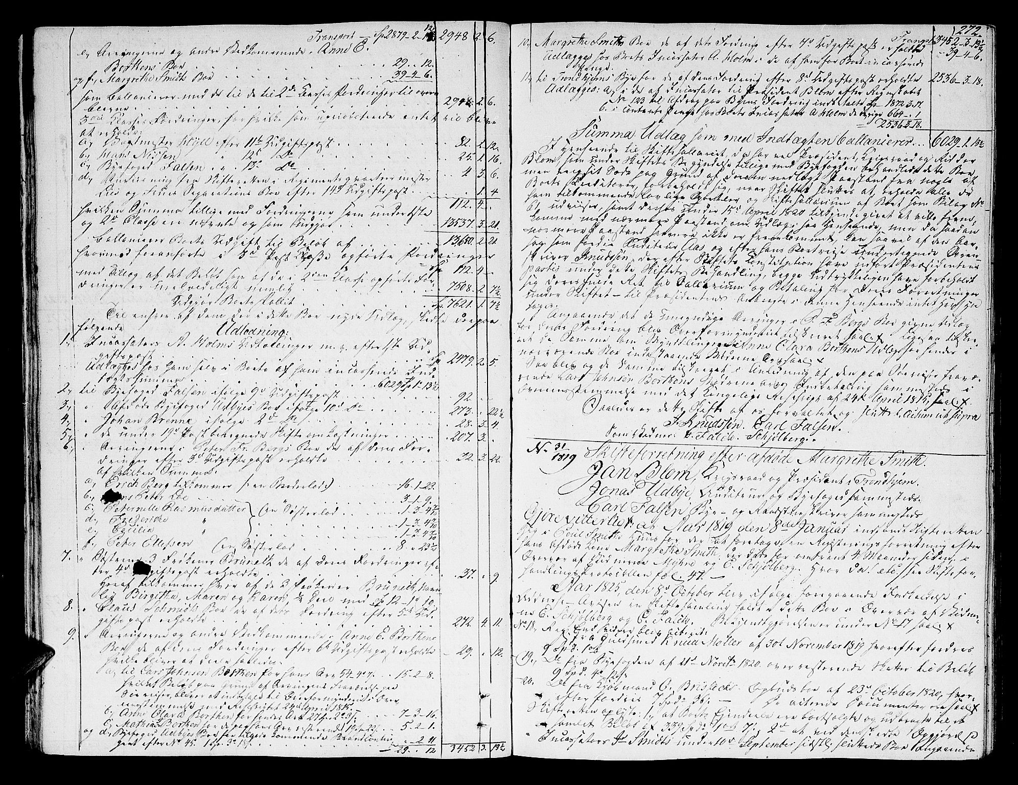 Trondheim byfogd, AV/SAT-A-0003/1/3/3A/L0027: Skifteprotokoll - gml.nr.22. (m/ register) U, 1825-1829, p. 271b-272a